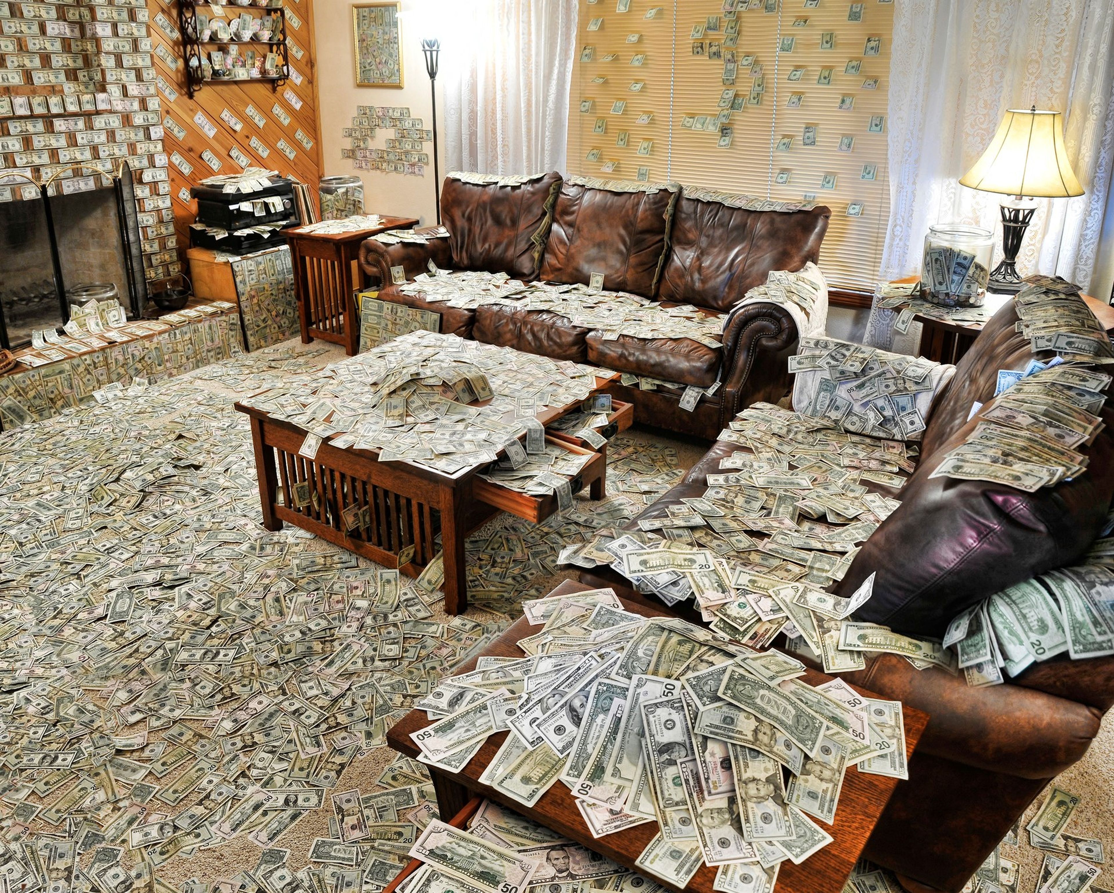 dinero, sofá, casa