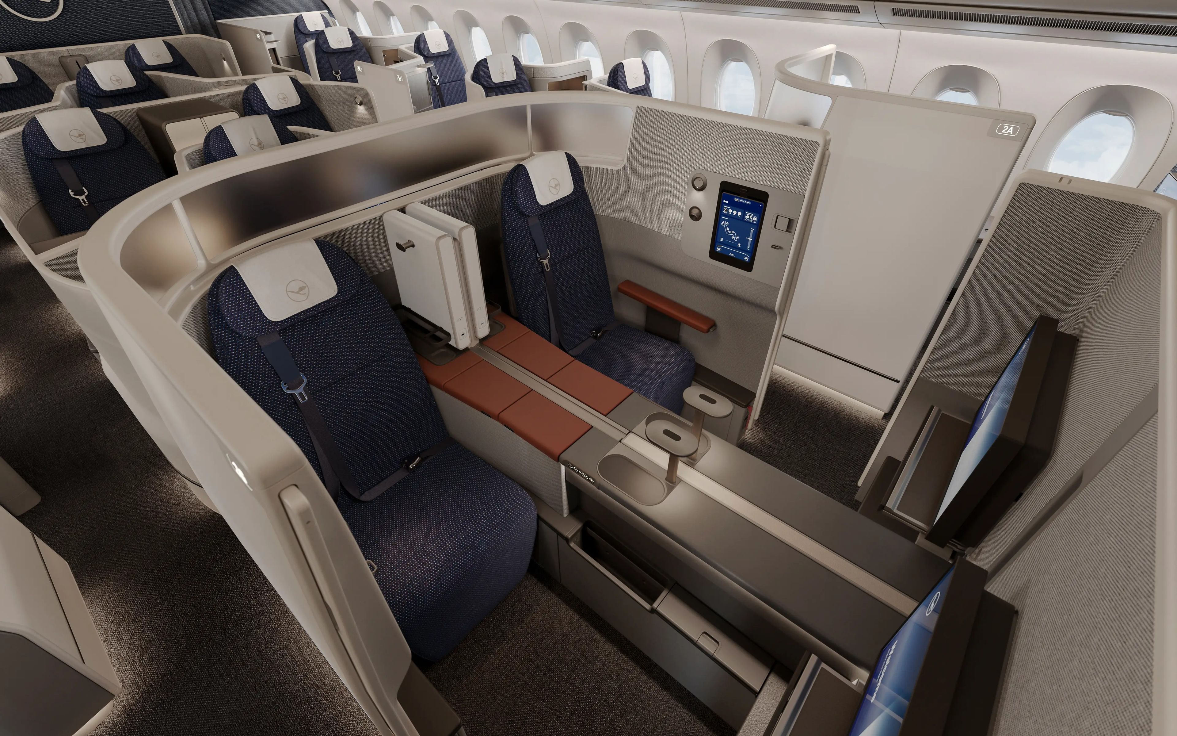A double suite in Lufthansa's new business-class cabin.