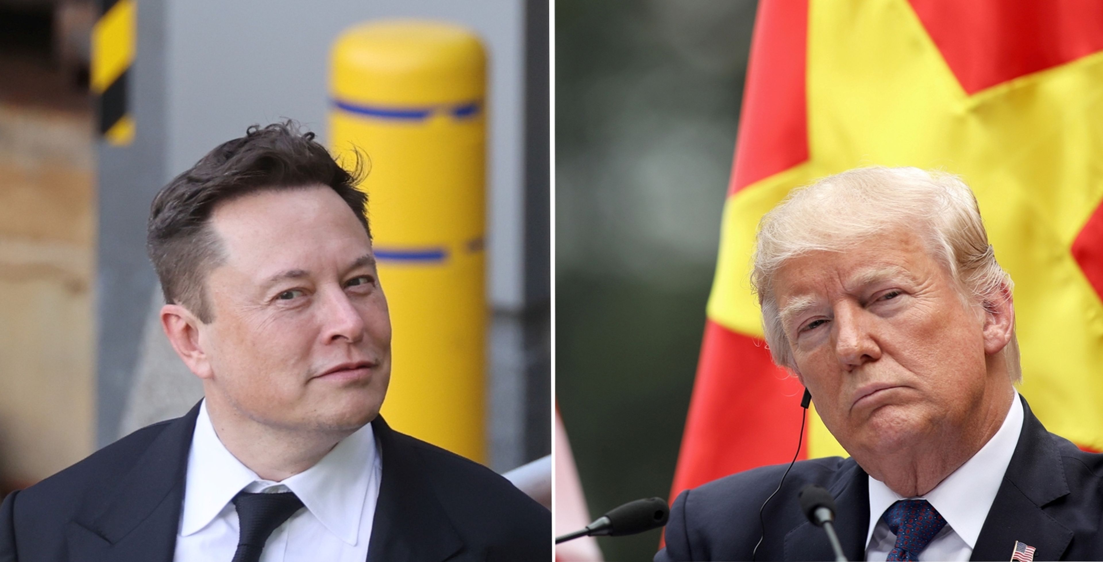 Elon Musk, CEO de Twitter y Tesla (izquierda) y Donald Trump, expresidente de Estados Unidos (derecha)