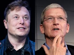 Elon Musk, CEO de Twitter, Tesla o SpaceX (izquierda) y Tim Cook, consejero delegado de Apple.