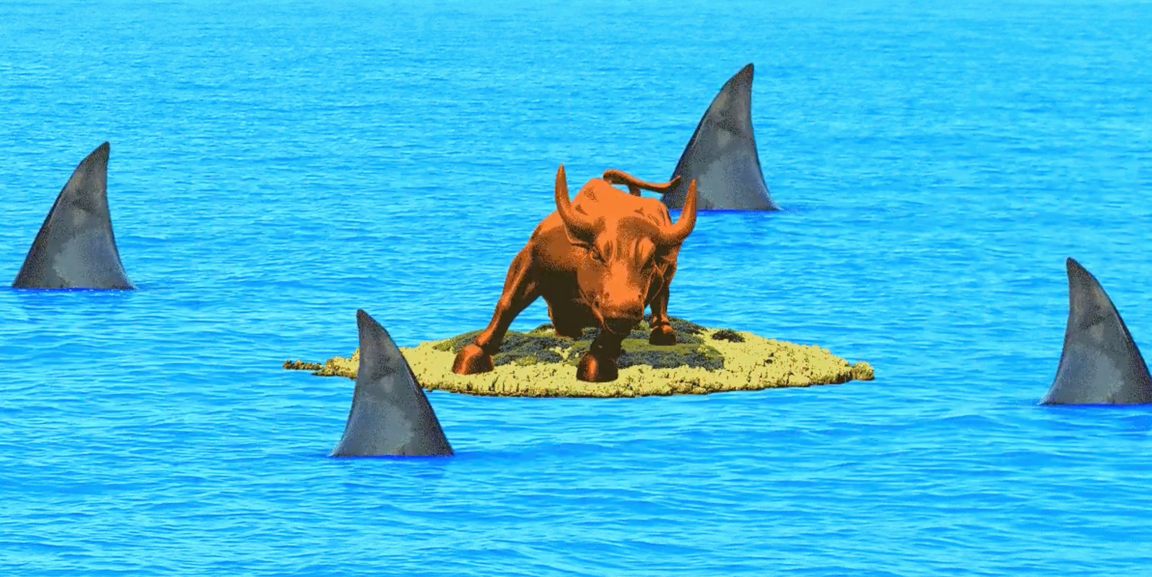 Illustración tiburones Wall Street