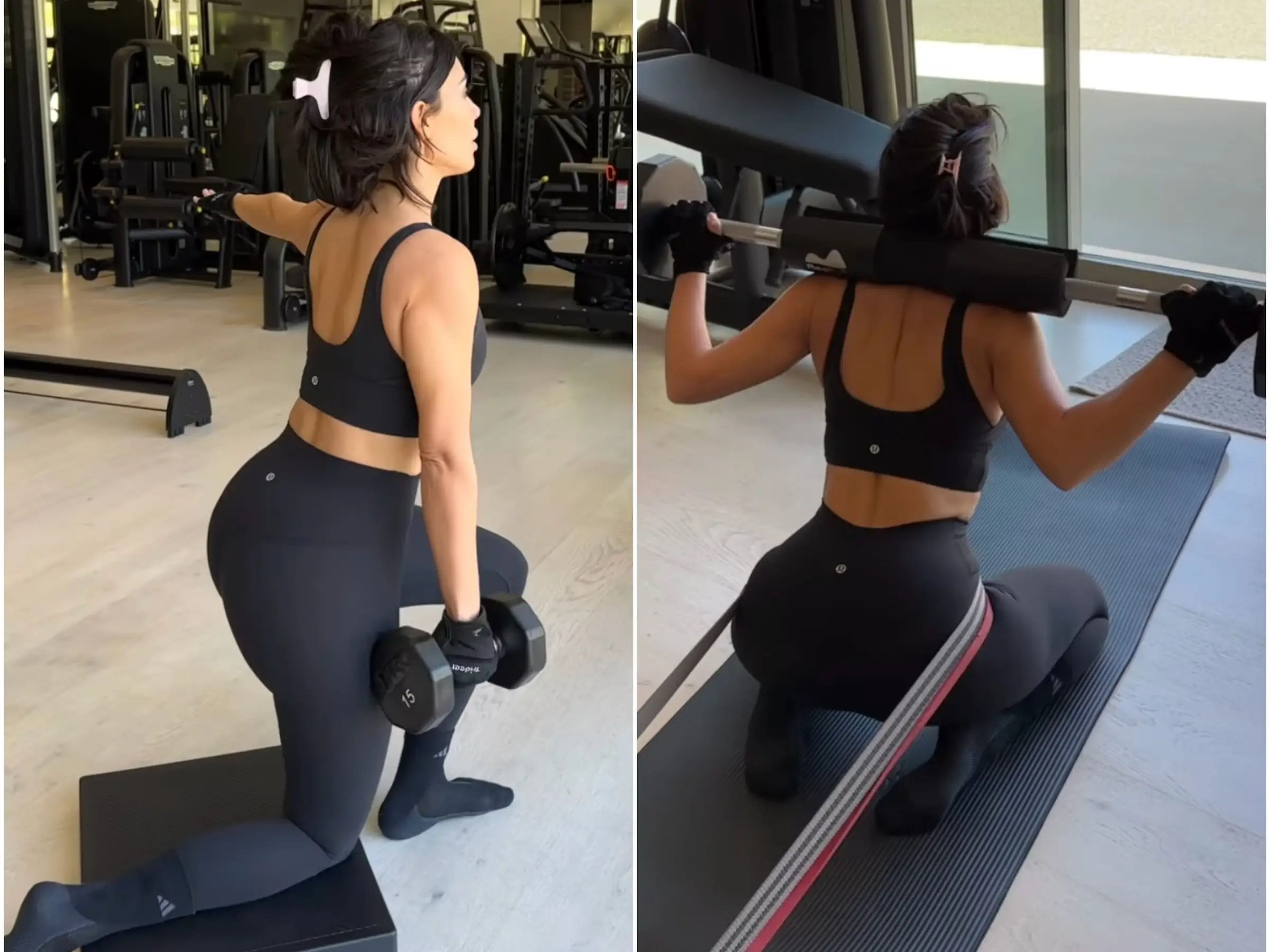Kim Kardashian subió a Instagram su rutina de ejercicios de 5 pasos a base de pesas.