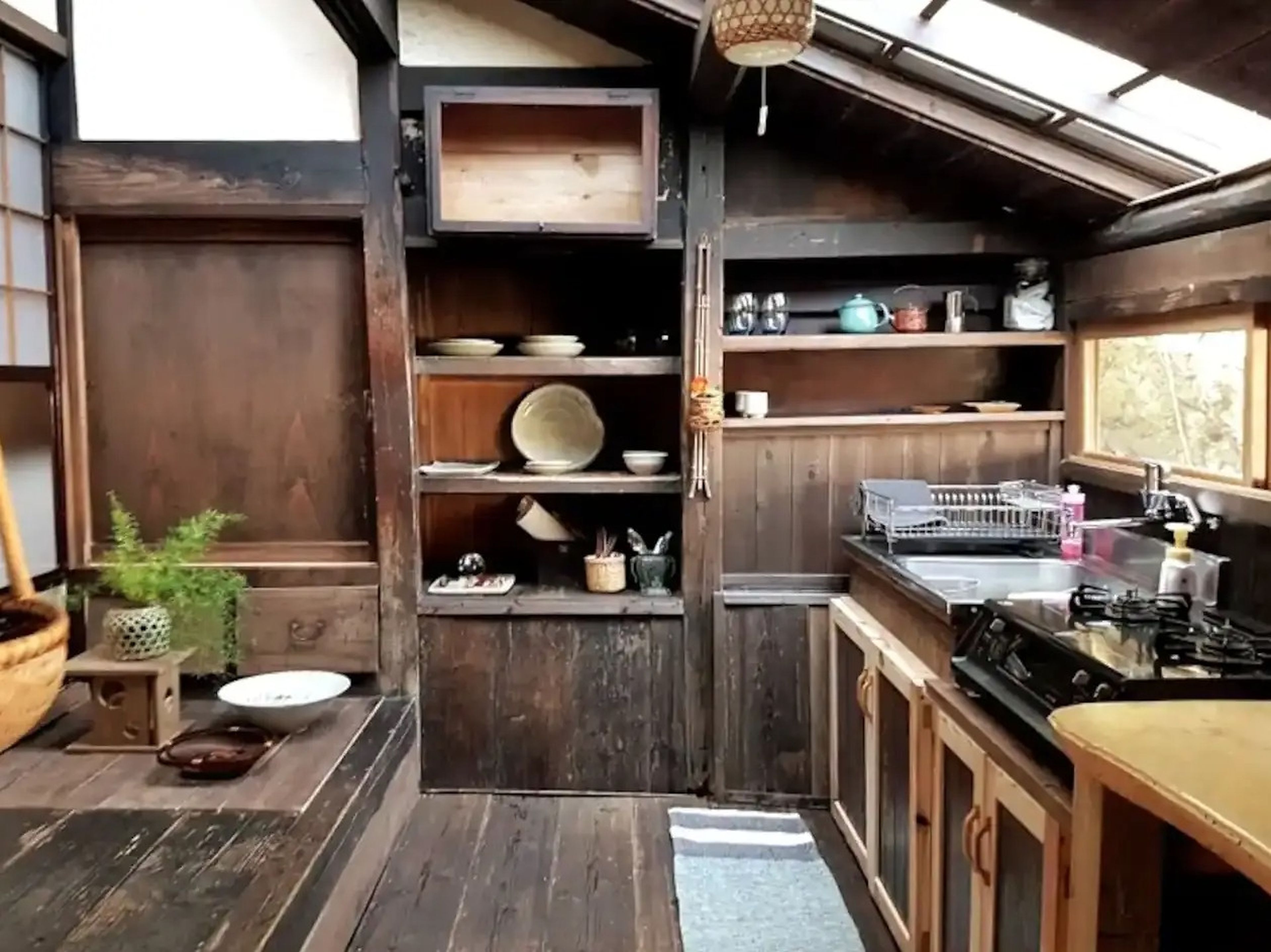 The kitchen of the restored ryokan.