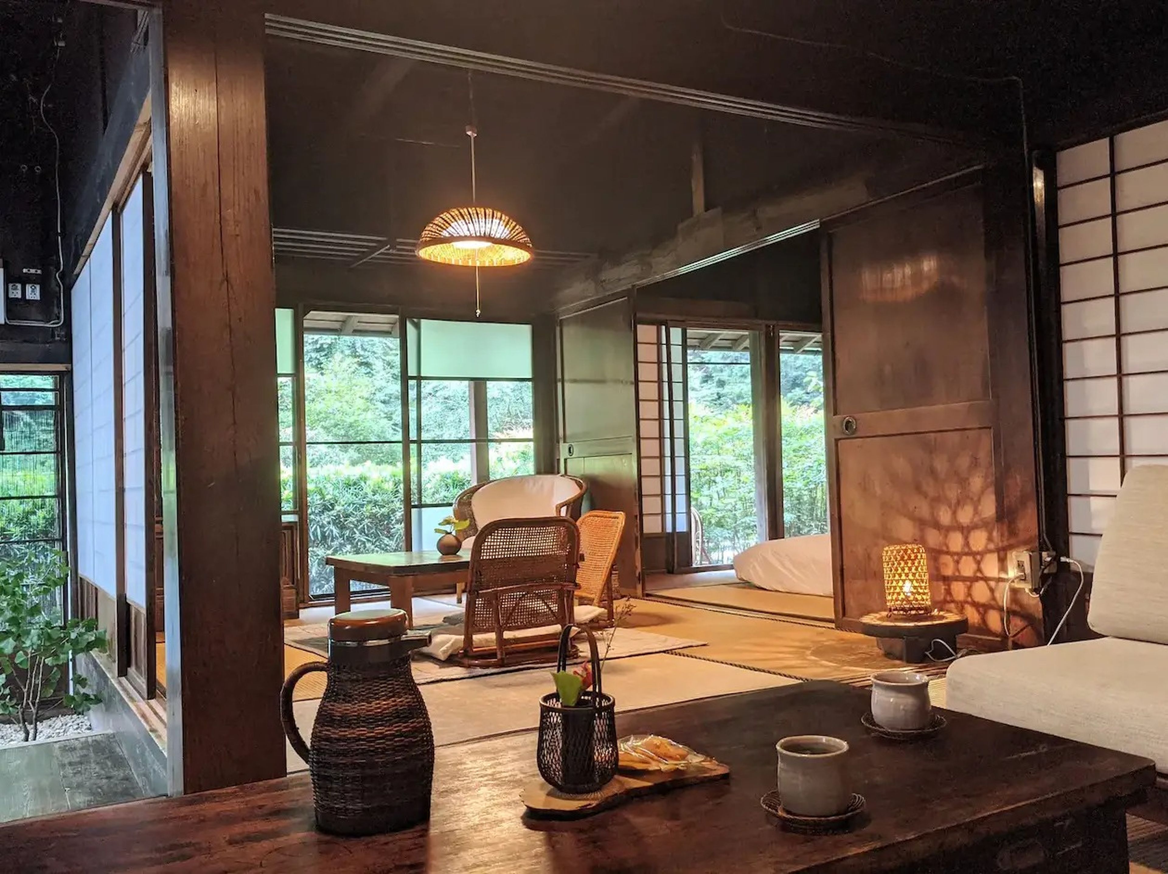 The living area of the ryokan after it was restored.