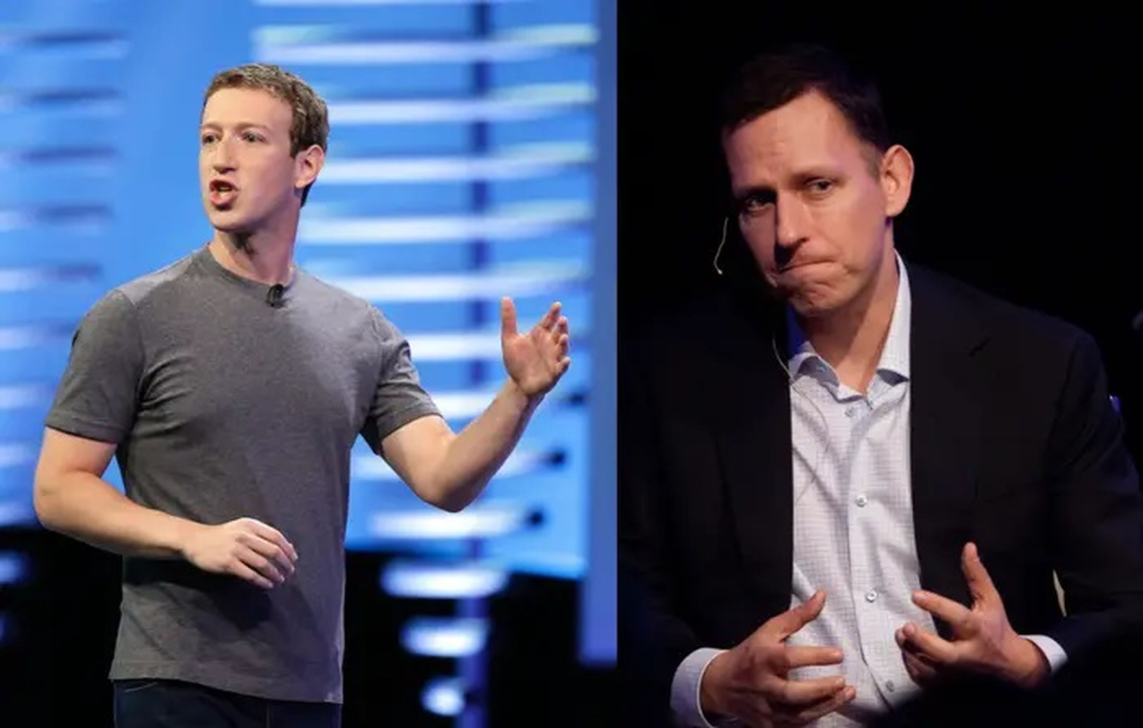 Mark Zuckerberg (izquierda) y Peter Thiel (derecha).