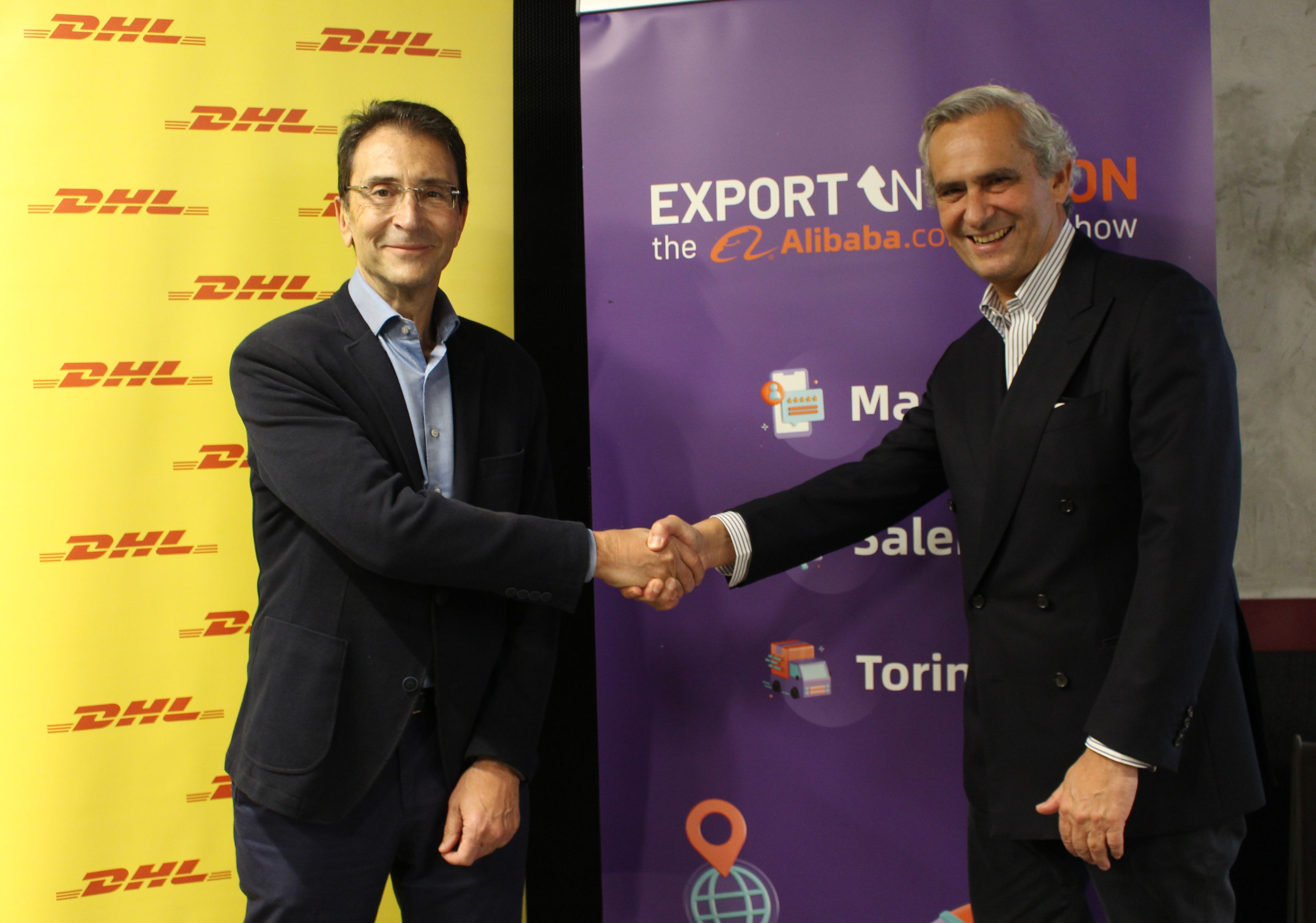Miguel Borrás, director general de DHL Express España (izquierda), junto a Rodrigo Cipriani, director general del grupo Alibaba en el Sur de Europa.