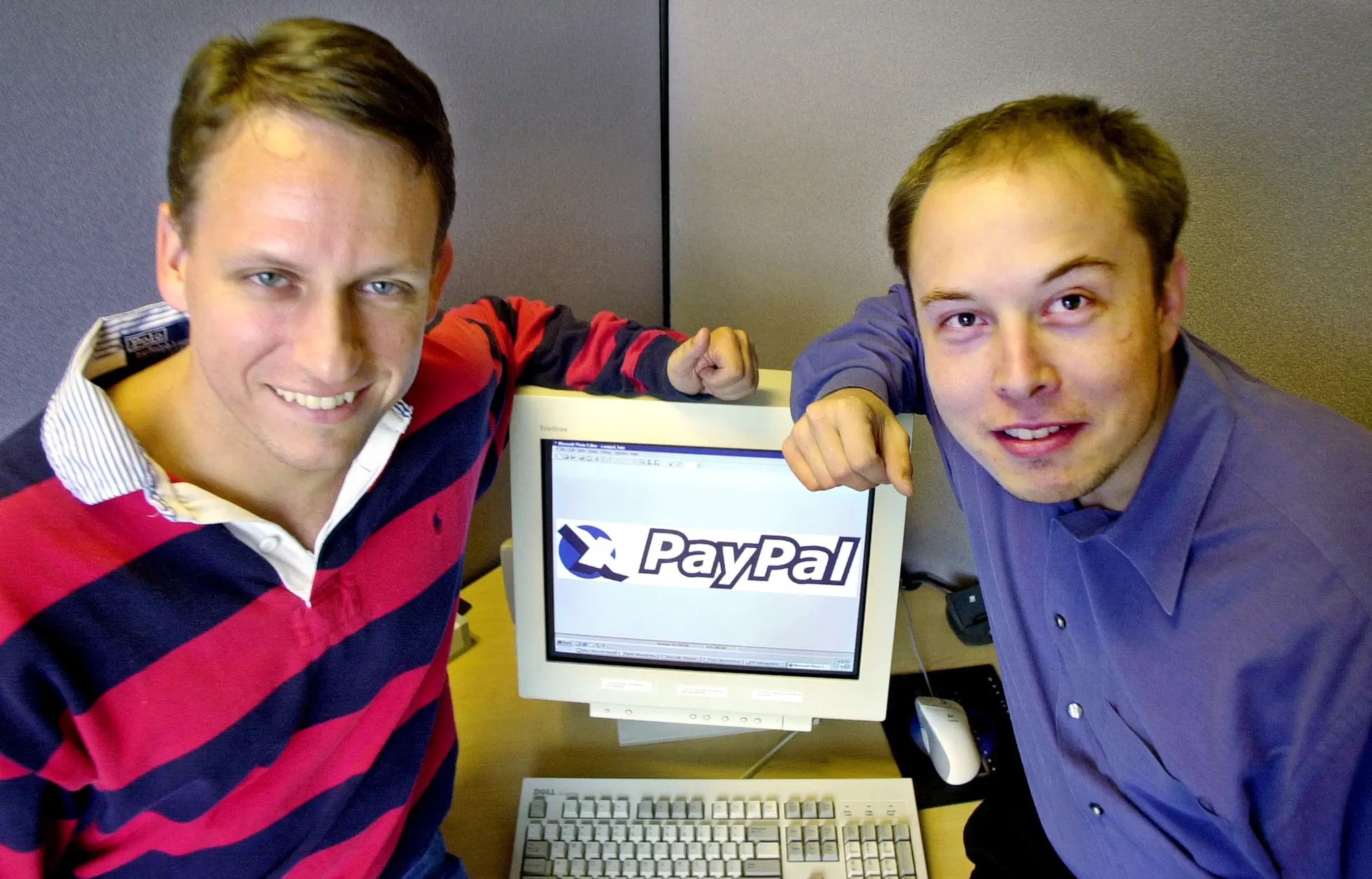 Peter Thiel y Elon Musk en Paypal en los 2000.