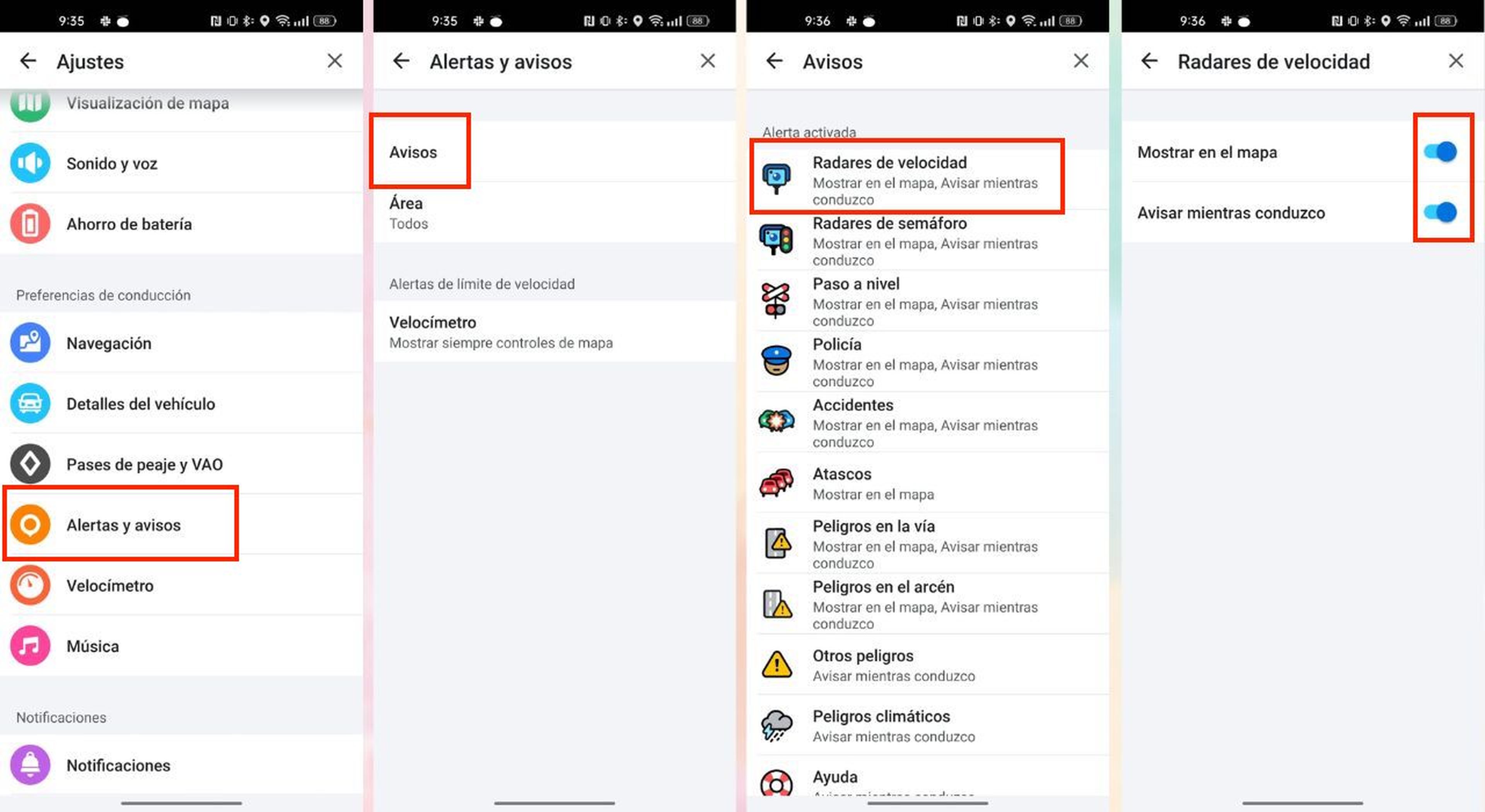 Activar avisos de radares en Mapas, Waze o Google Maps