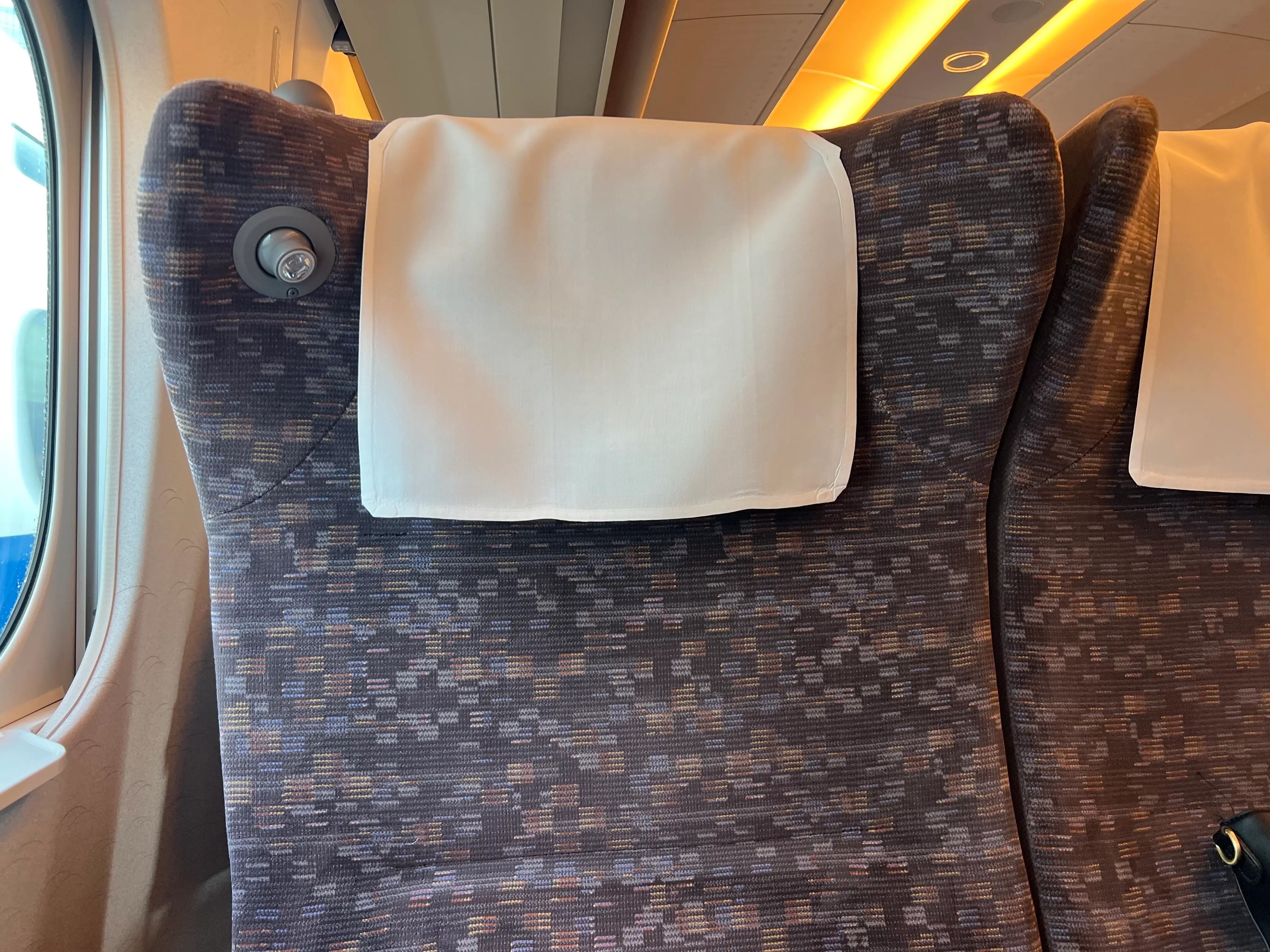 The author’s first class seat on the bullet train in Japan.