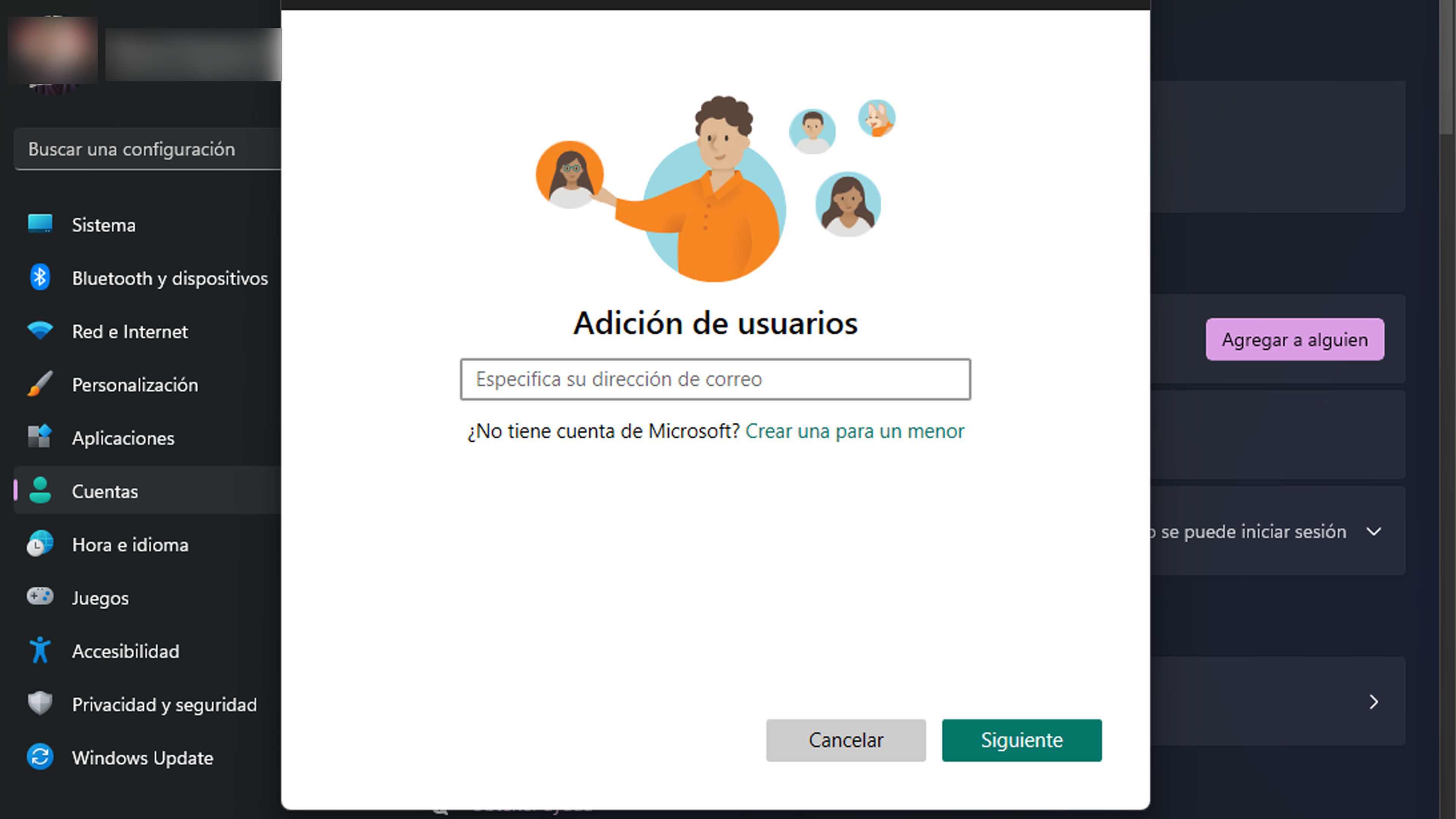 Crear un cuenta Microsoft para nuestro hijo