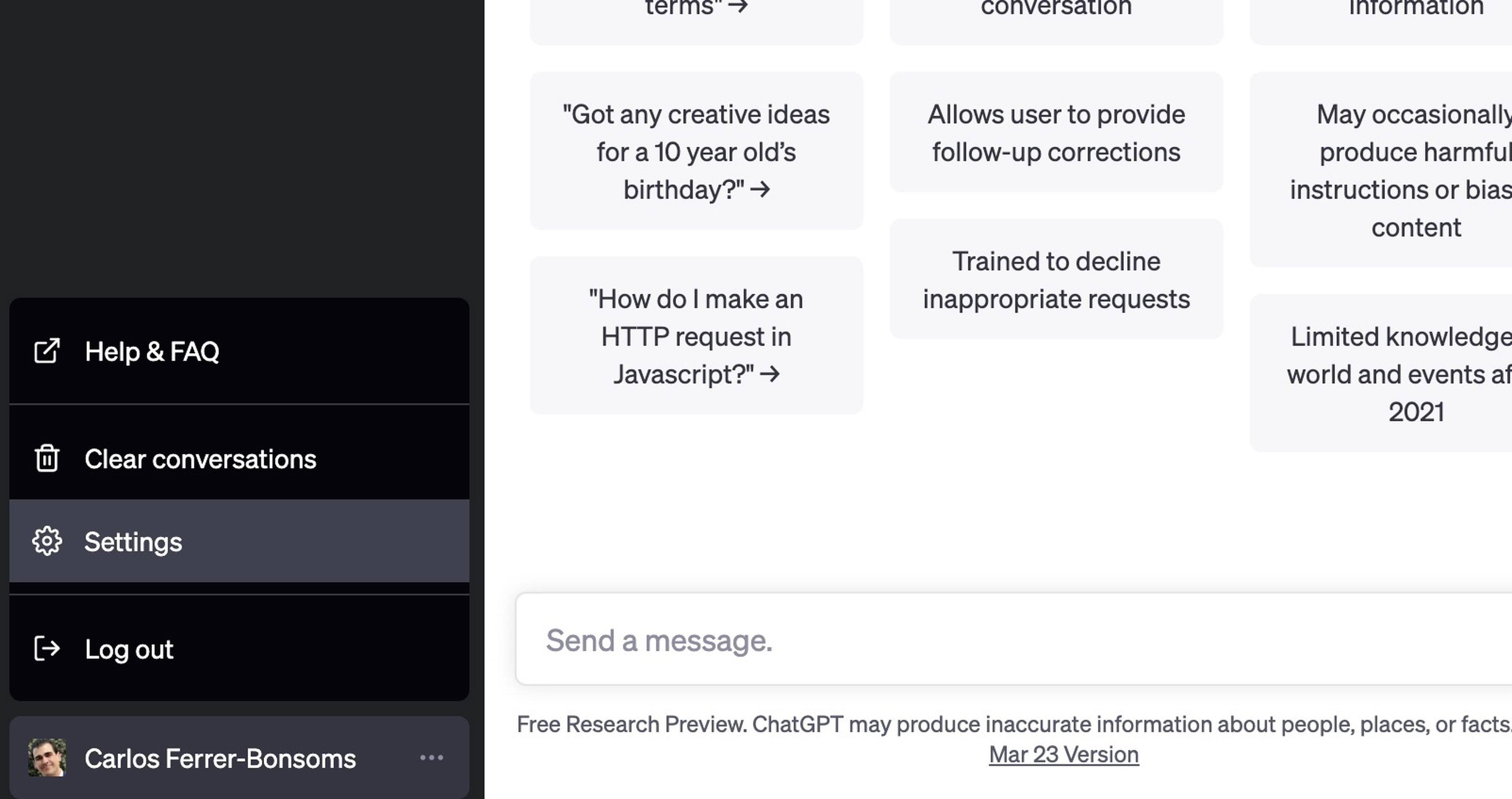 Desactivar historial de conversaciones de ChatGPT