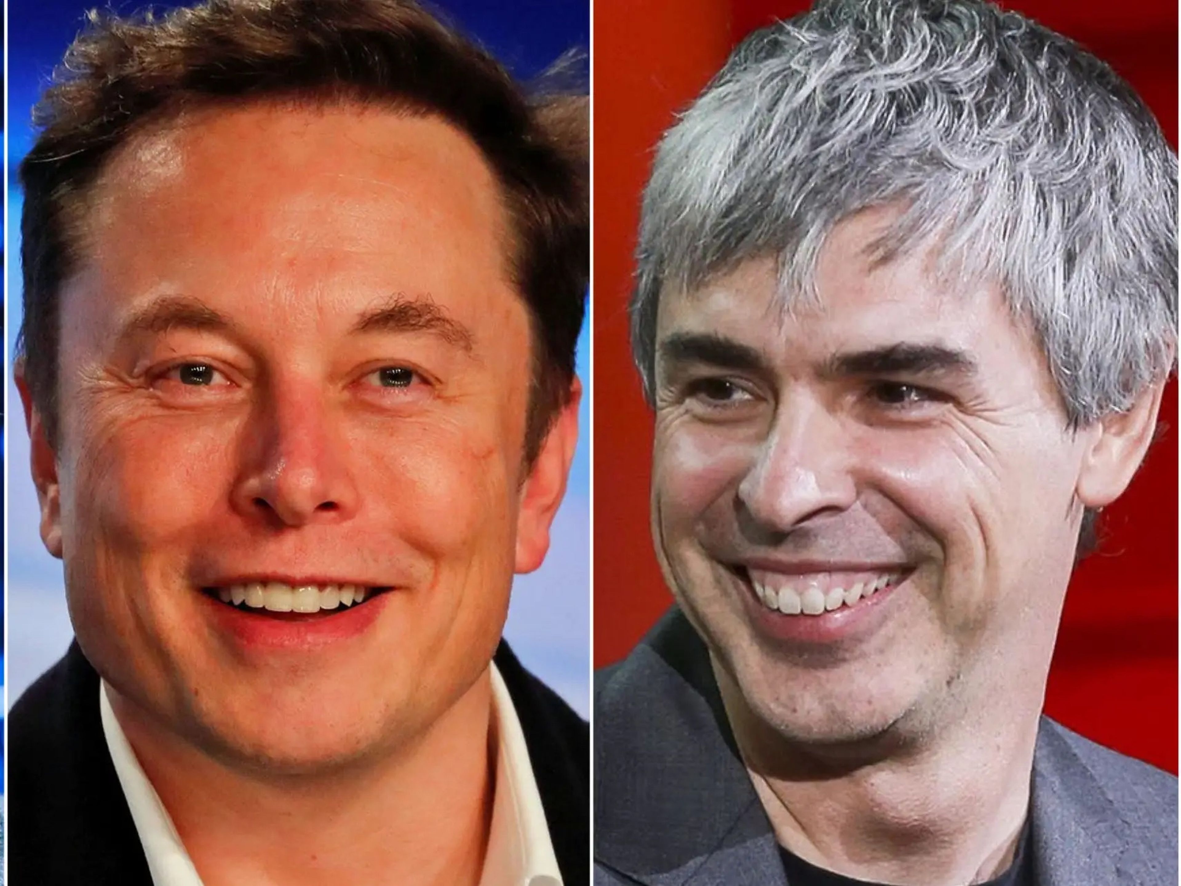 Elon Musk, cofundador de OpenAI y CEO de Twitter y Tesla (izquierda) y Larry Page, cofundador de Google (derecha).