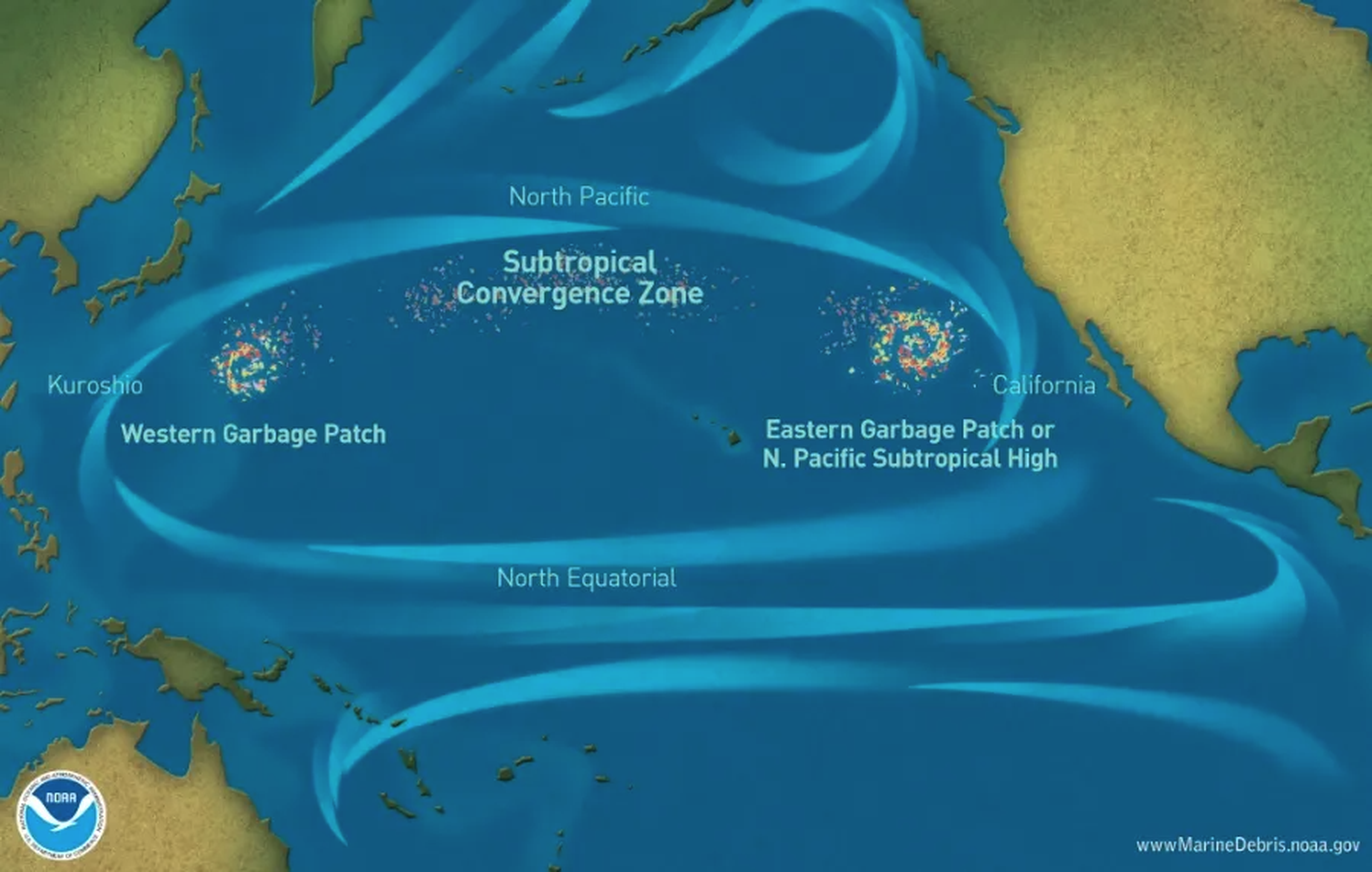 El Gran Parche de Basura del Pacífico se refiere a las áreas de concentración de desechos marinos en el Océano Pacífico Norte.