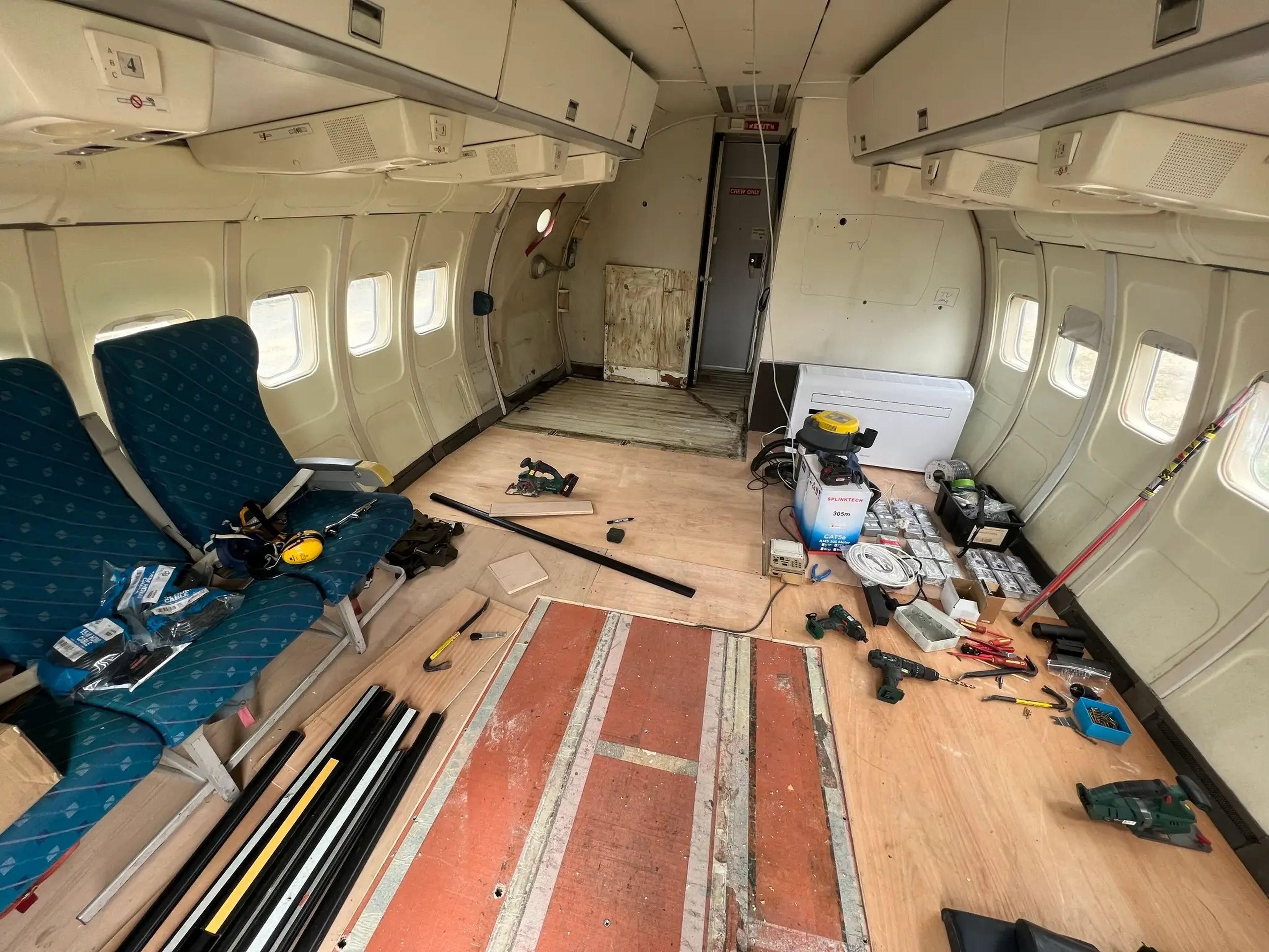 Inside of plane mid-construction