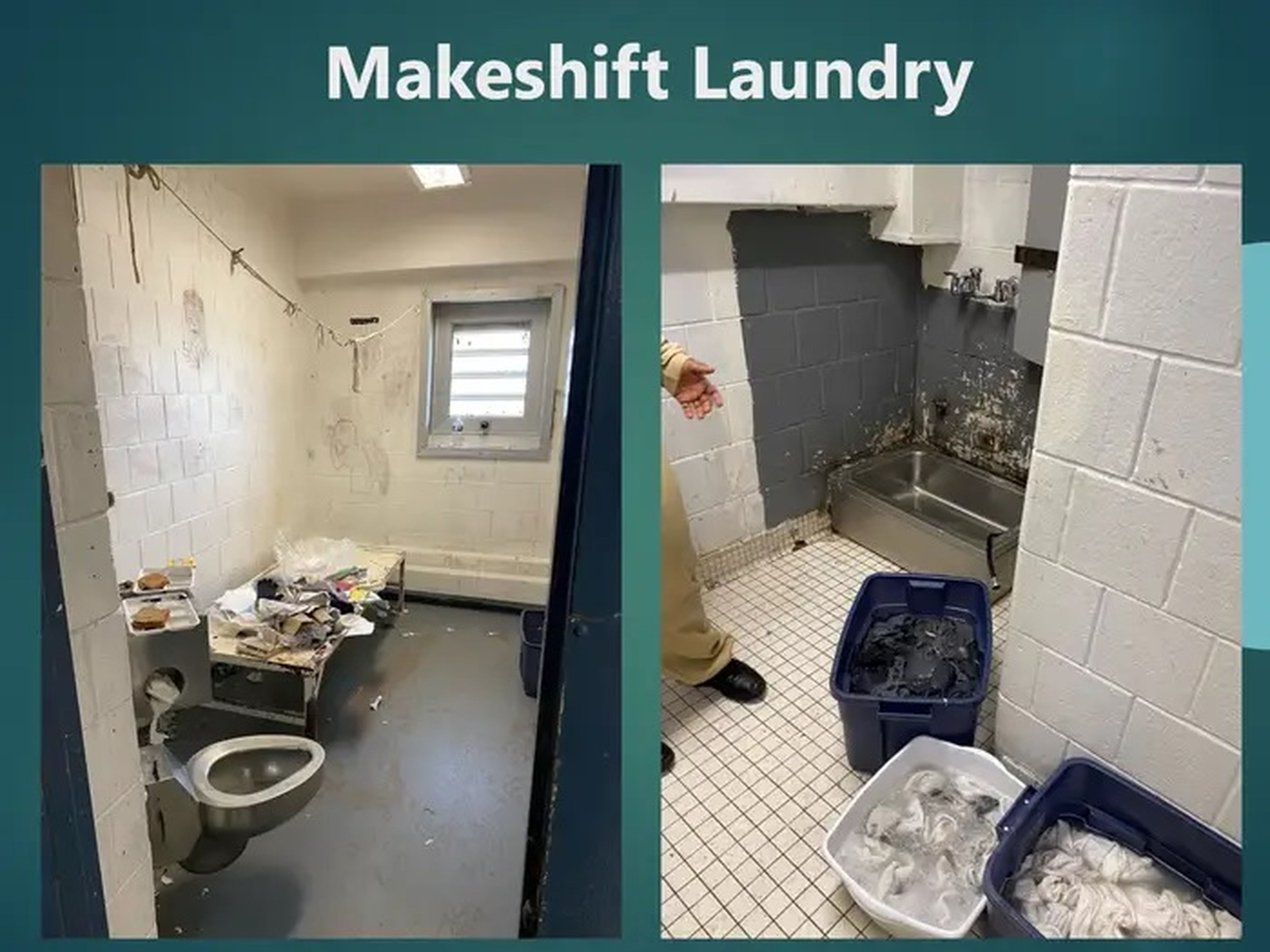 'Lavandería improvisada'. La prisión de Rikers Island en Nueva York es famosa por sus malas condiciones de hacinamiento.