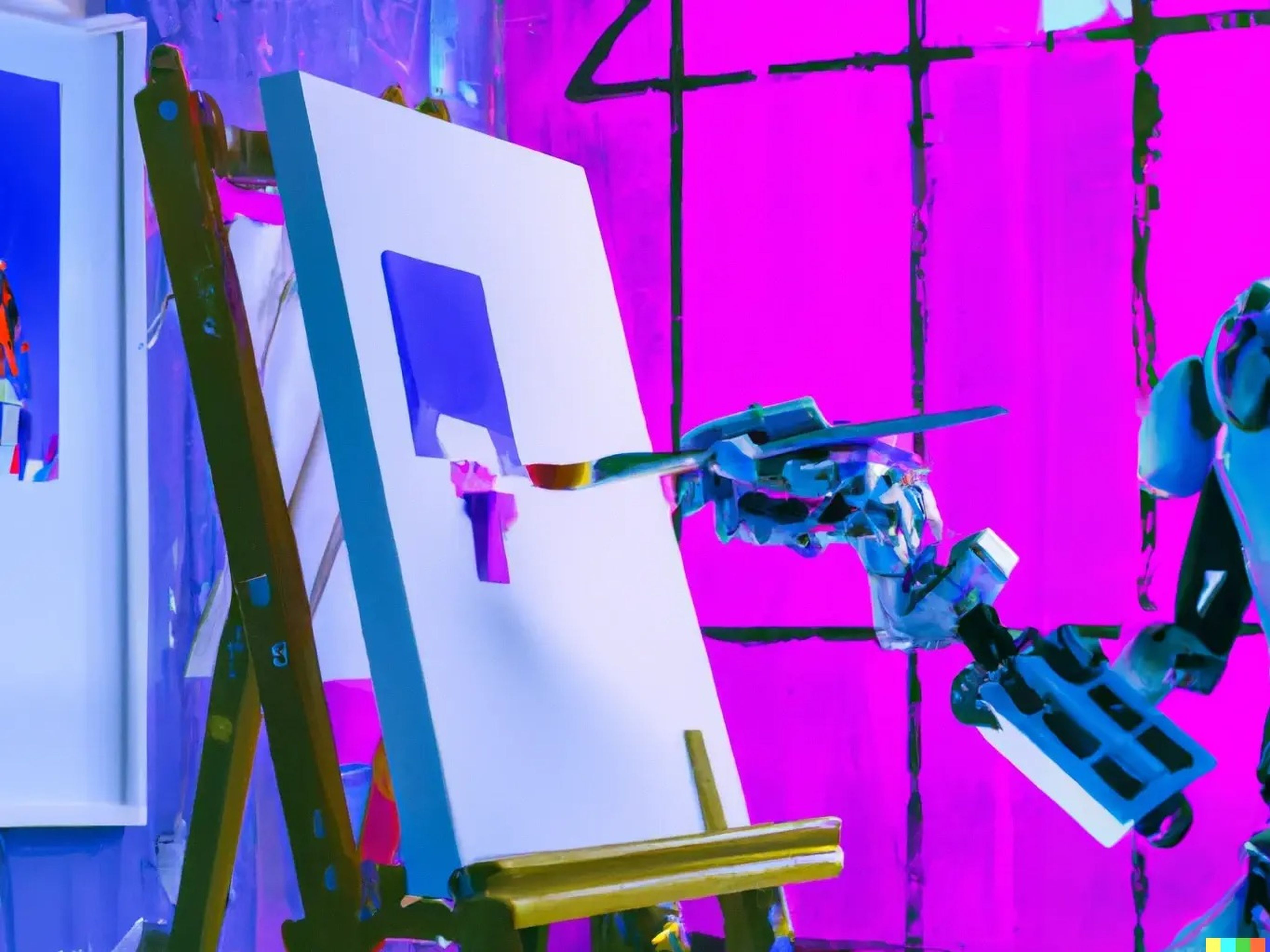Un robot pintando un cuadro.