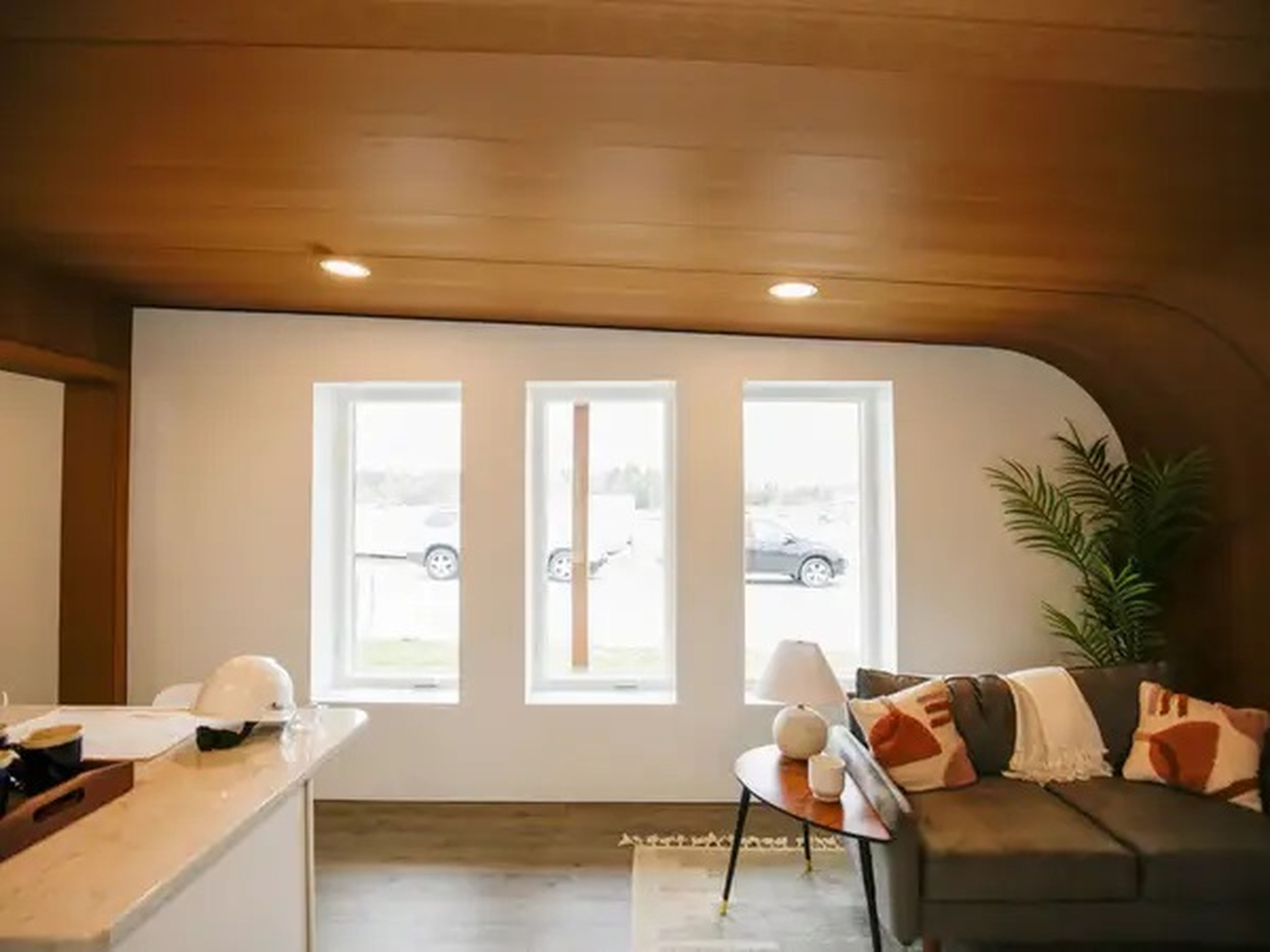 La sala de estar de la vivienda en 3D desde otra perspectiva.