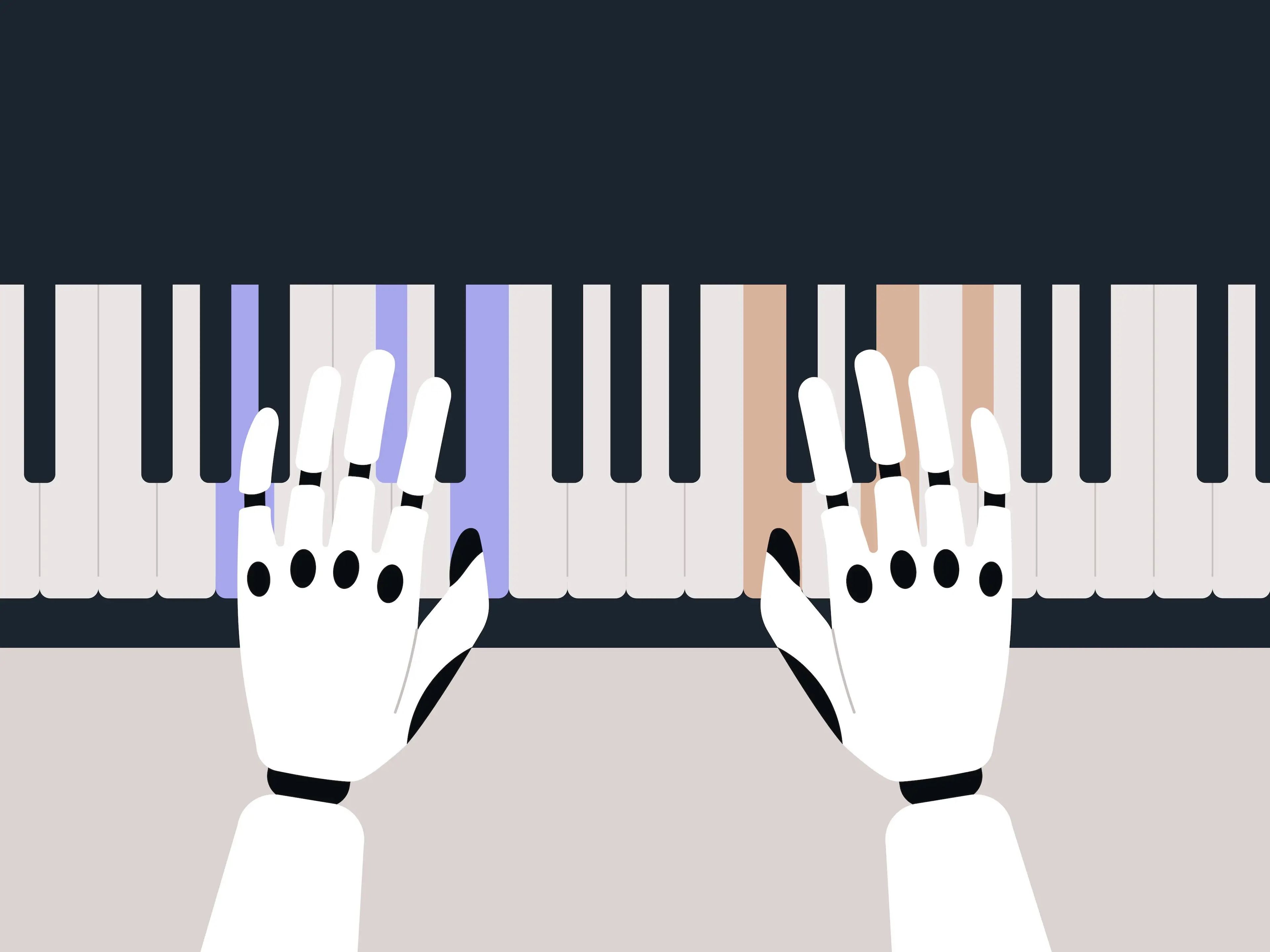 AI robot música piano