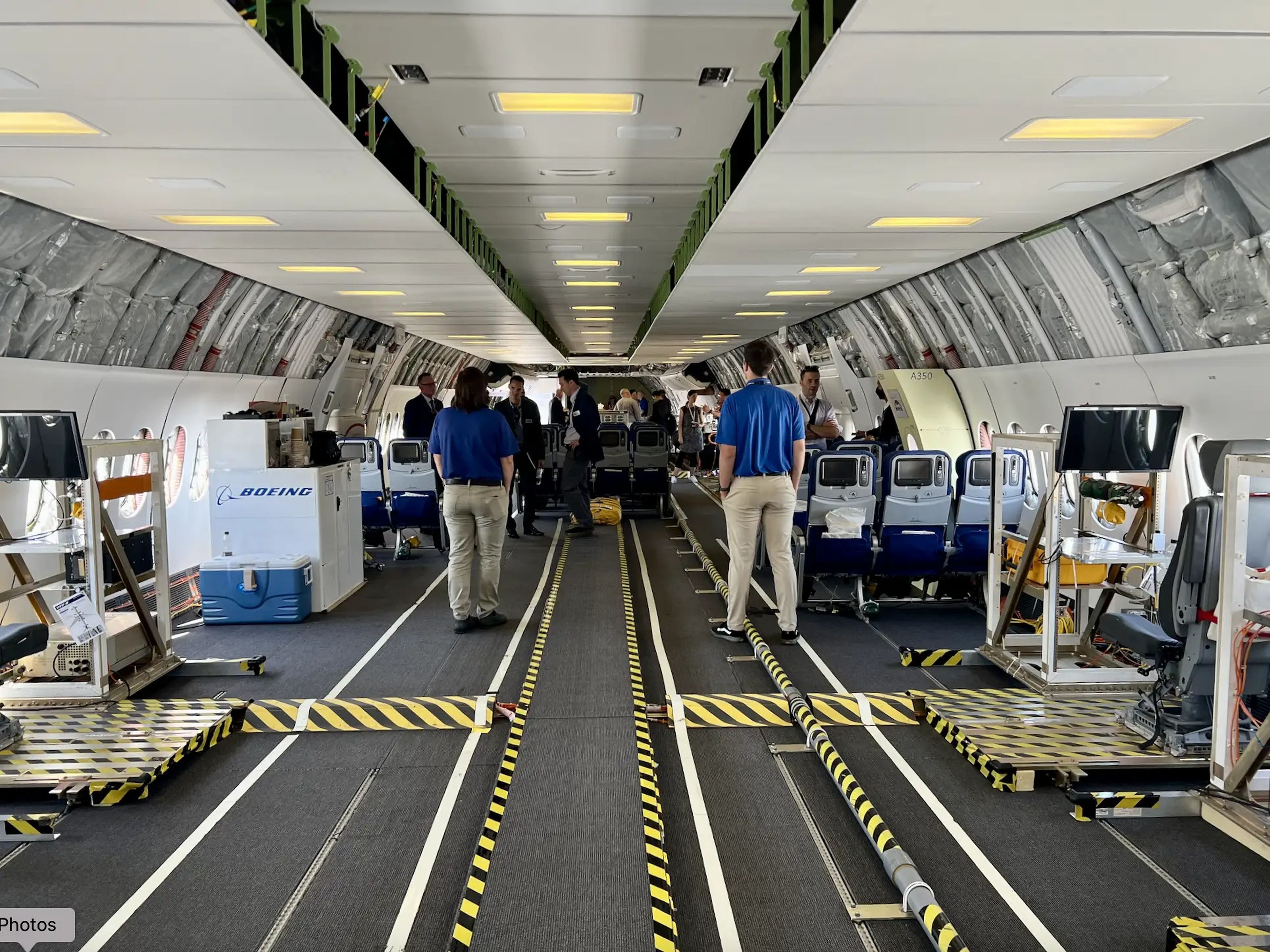 Avión Boeing 777X Flight Test 1 en el Salón Aeronáutico Internacional de Farnborough 2022.
