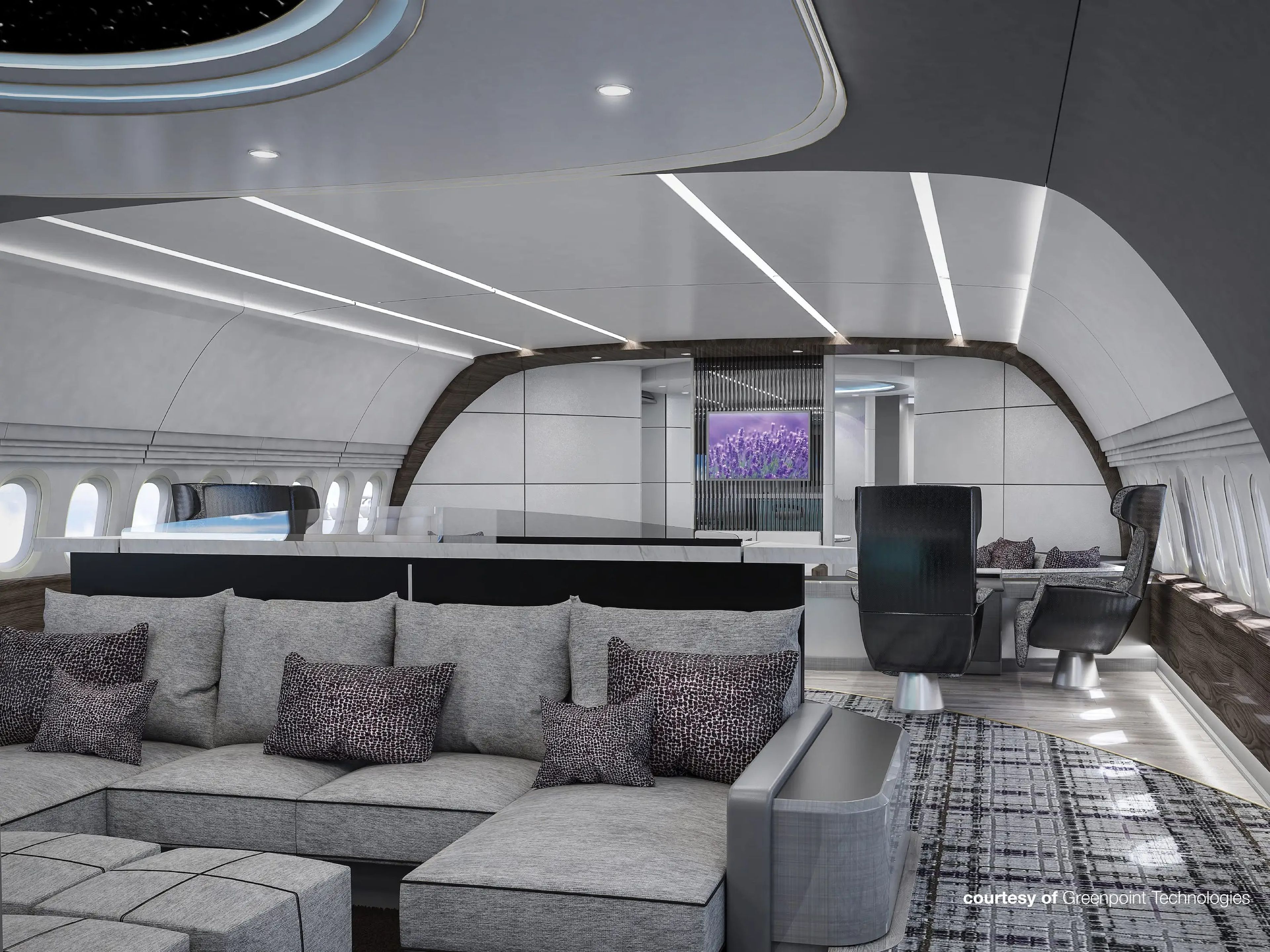  Sala VIP conceptual del BBJ 777X de Greenpoint Technologies.
