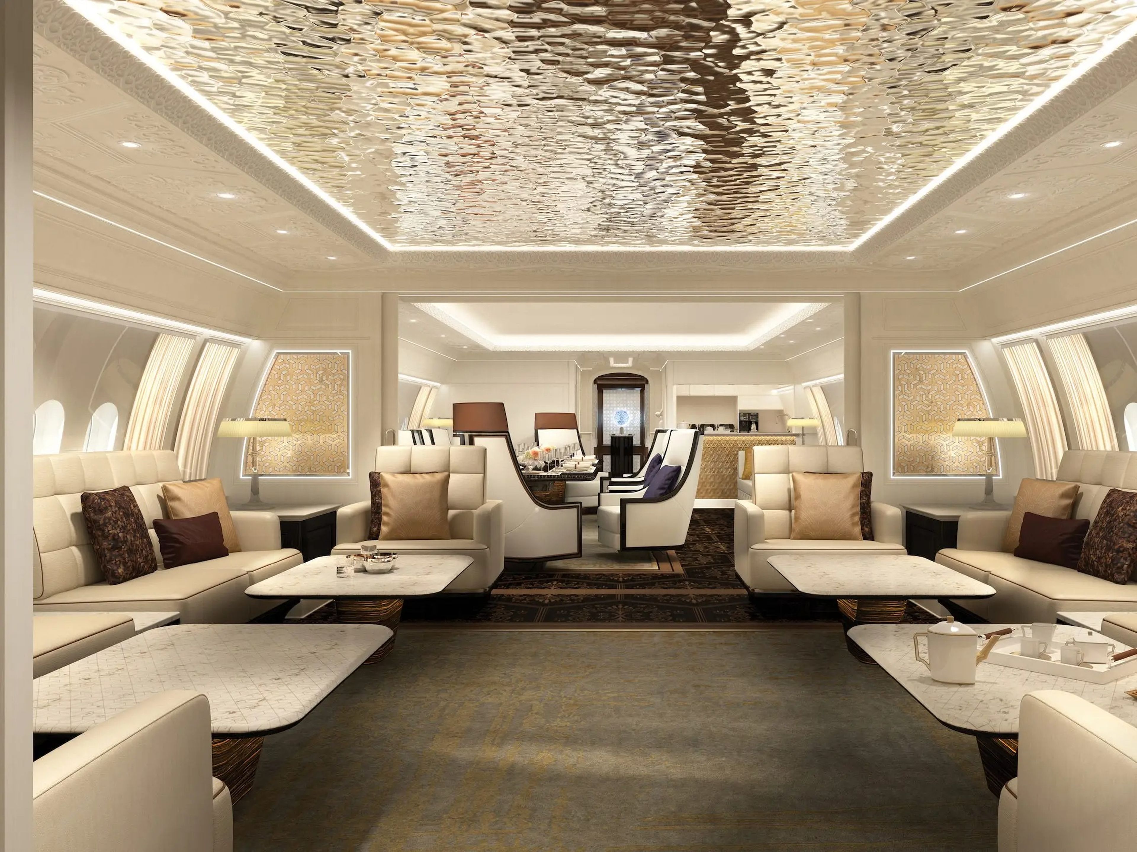 Sala VIP conceptual del BBJ 777X de Jet Aviation.