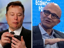 Elon Musk, CEO de Tesla (izquierda), y Satya Nadella, CEO de Microsoft.
