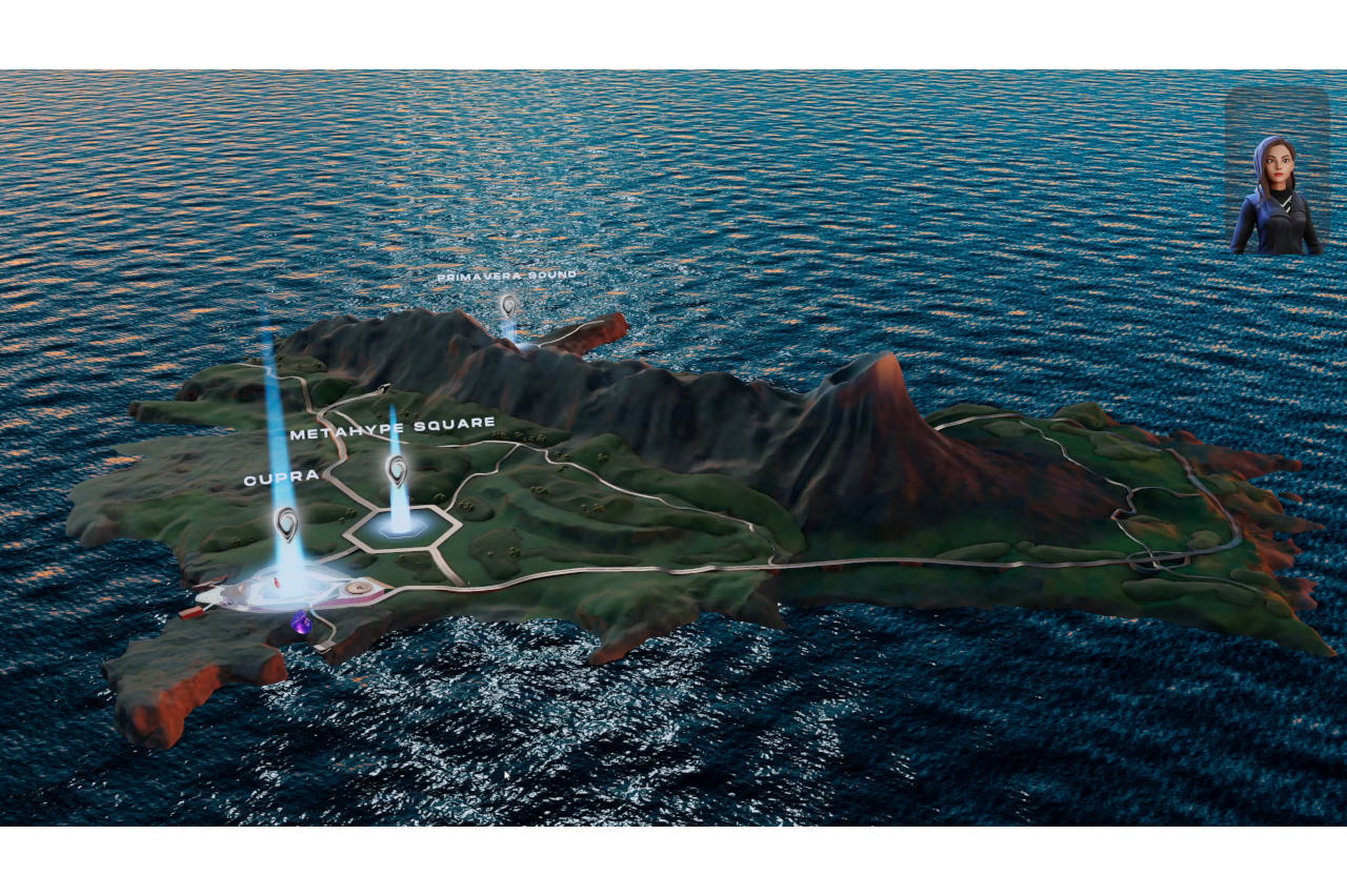 Imagen de la isla Cupra en el espacio Metahype del Metaverso