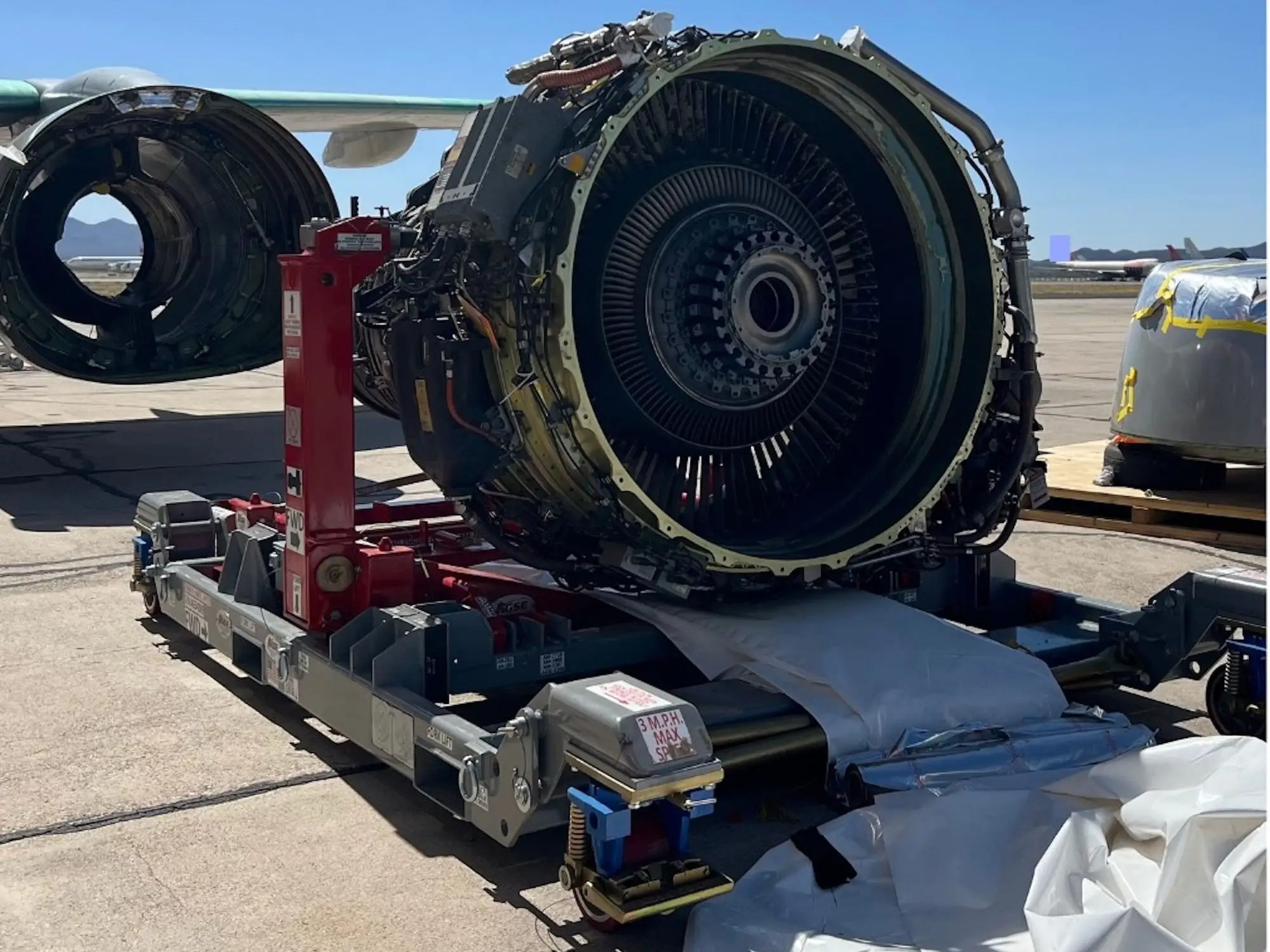 El motor de un avión en el Pinal Airpark de Arizona.