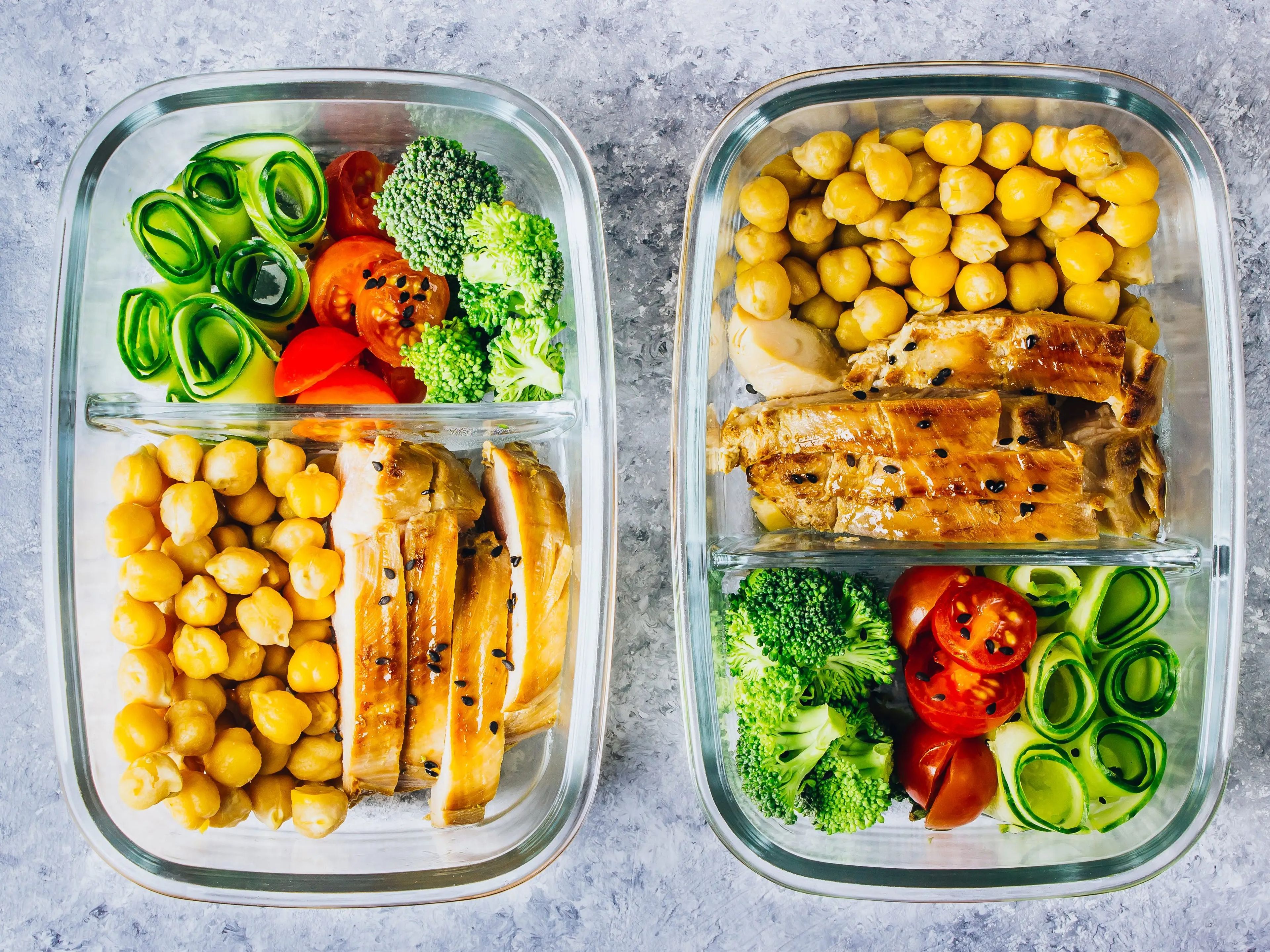 Healthy meal prep containers.