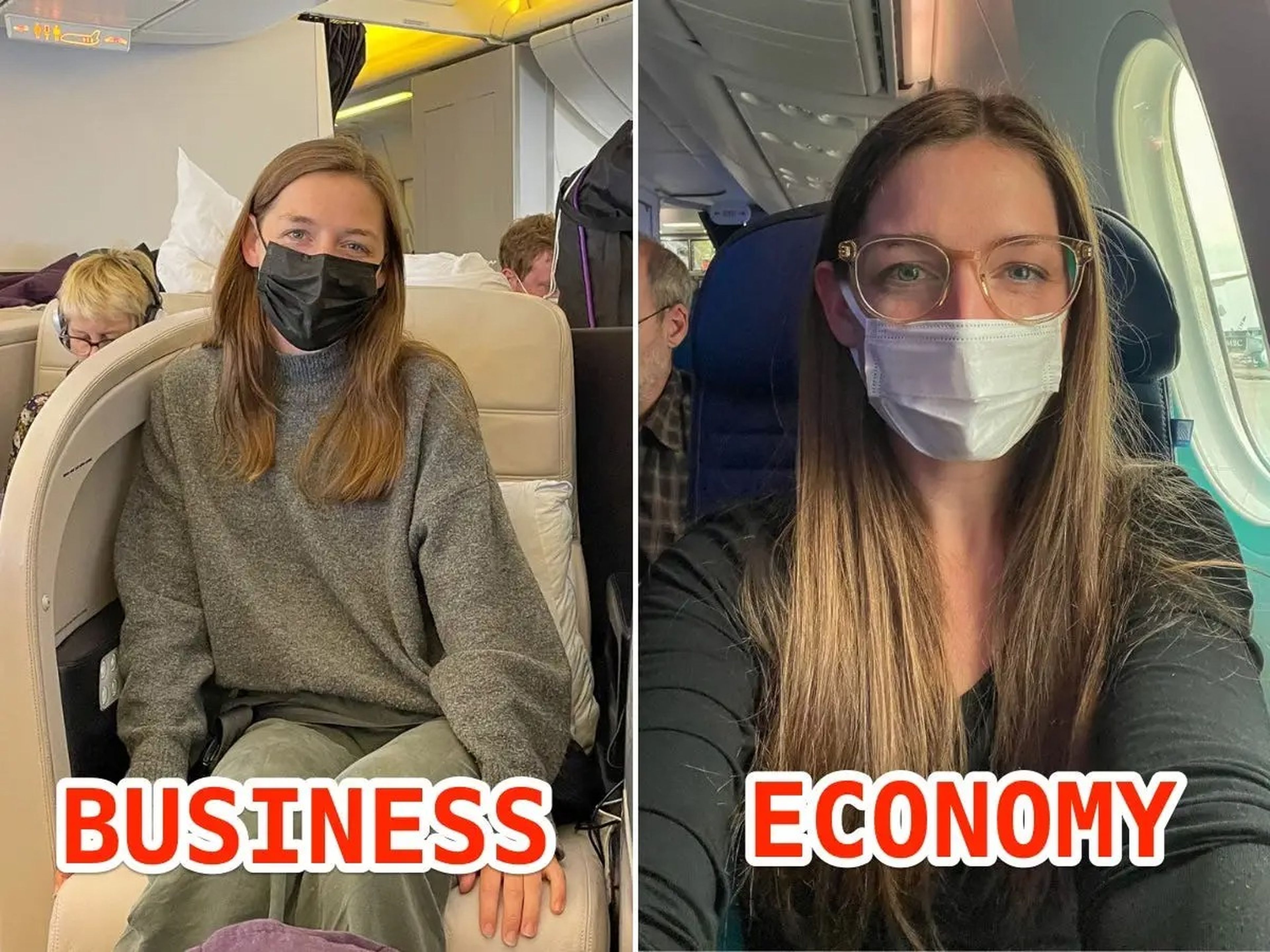 Insider's author sat in both economy and business class for long-haul flights.