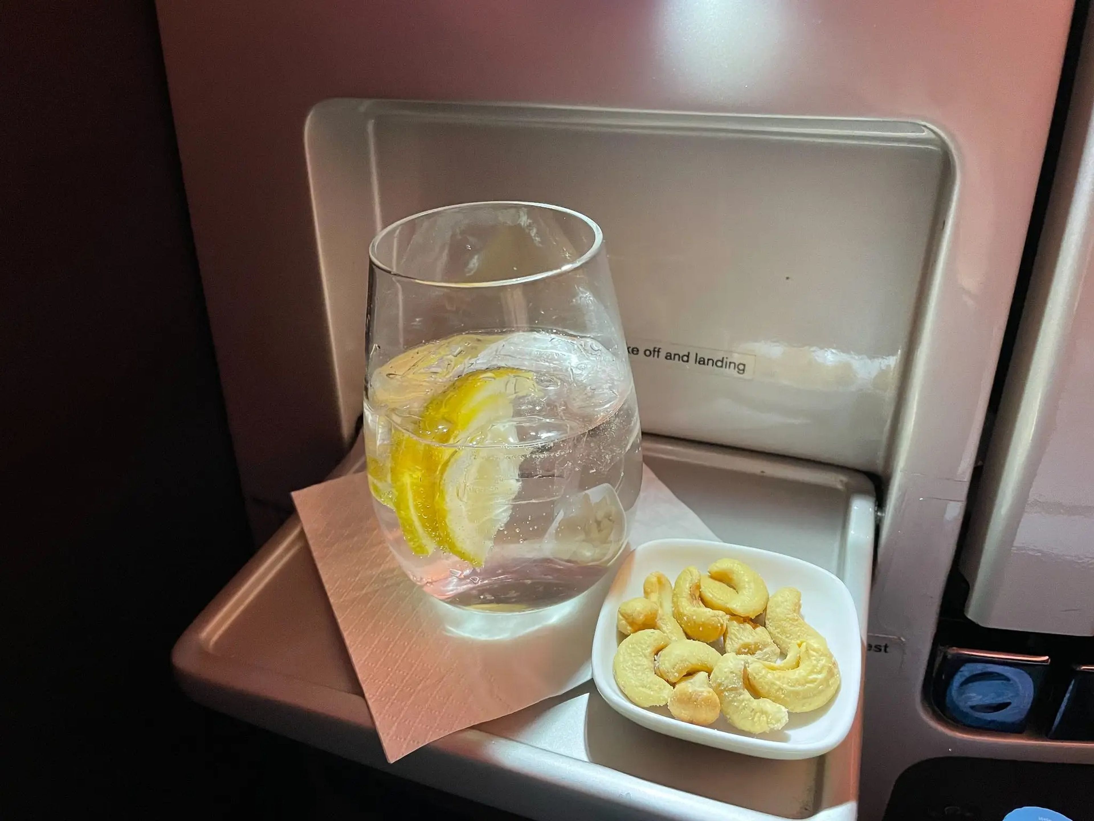 Insider's author's gin and tonic on a business class flight.