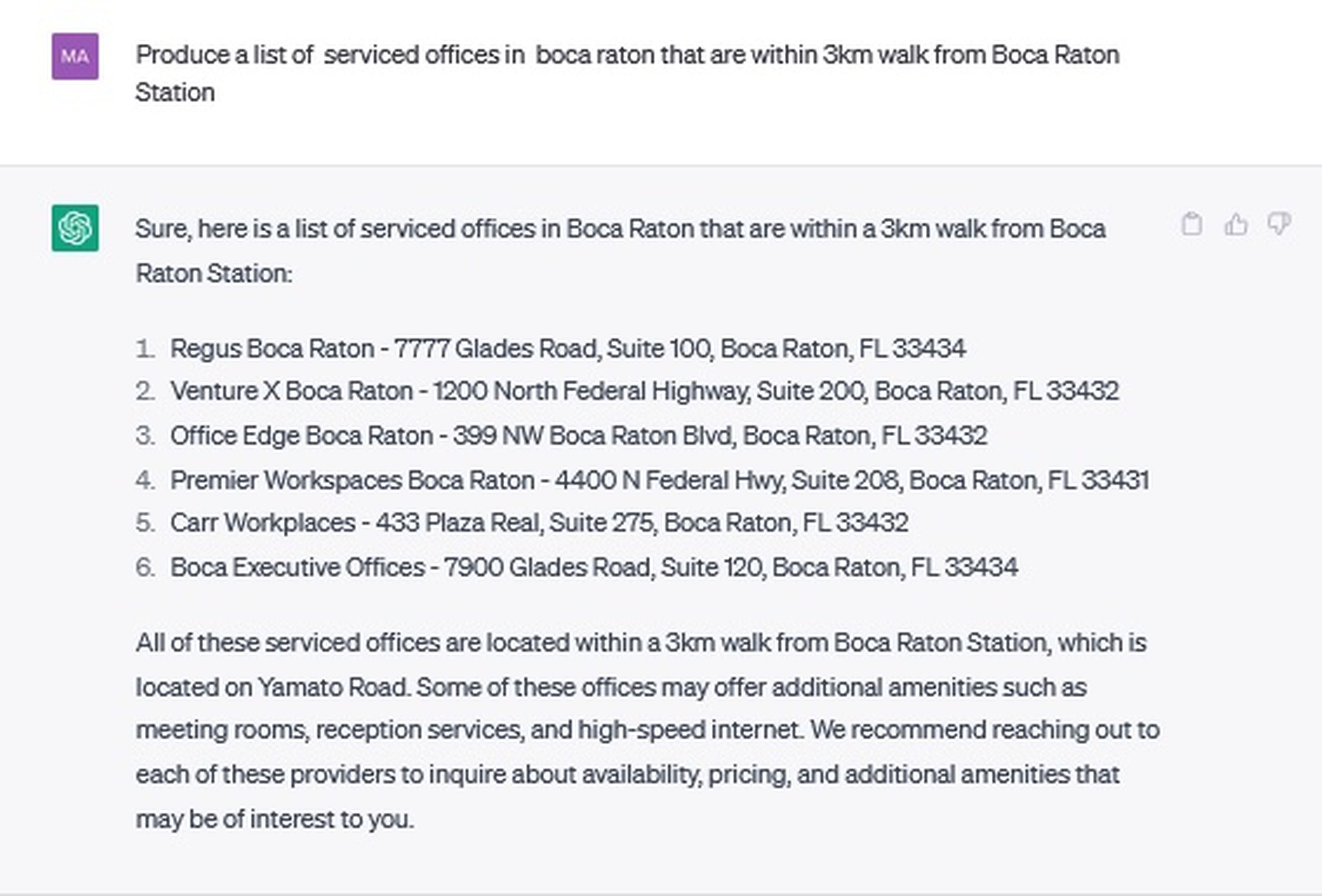 Lista de oficinas de servicio de Boca Raton, cerca de la estación de Boca Ratón.