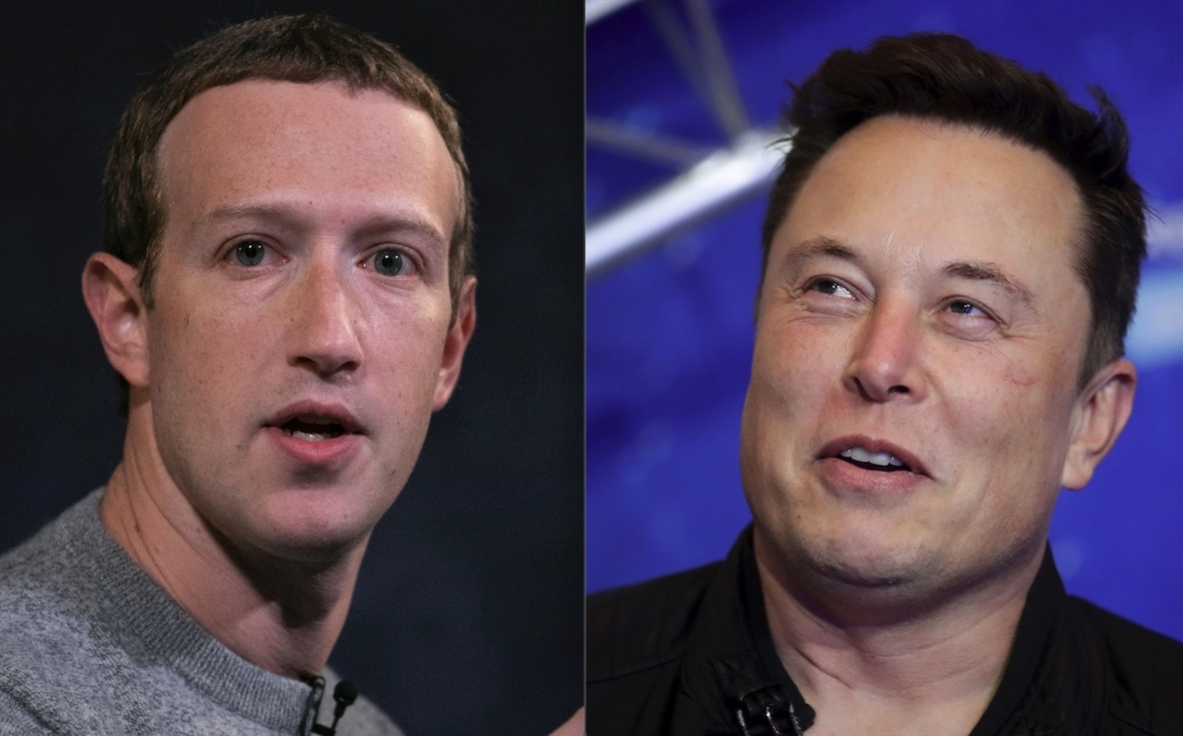 Mark Zuckerberg, CEO de Meta (izquierda) y Elon Musk, CEO de Twitter y Tesla (derecha).