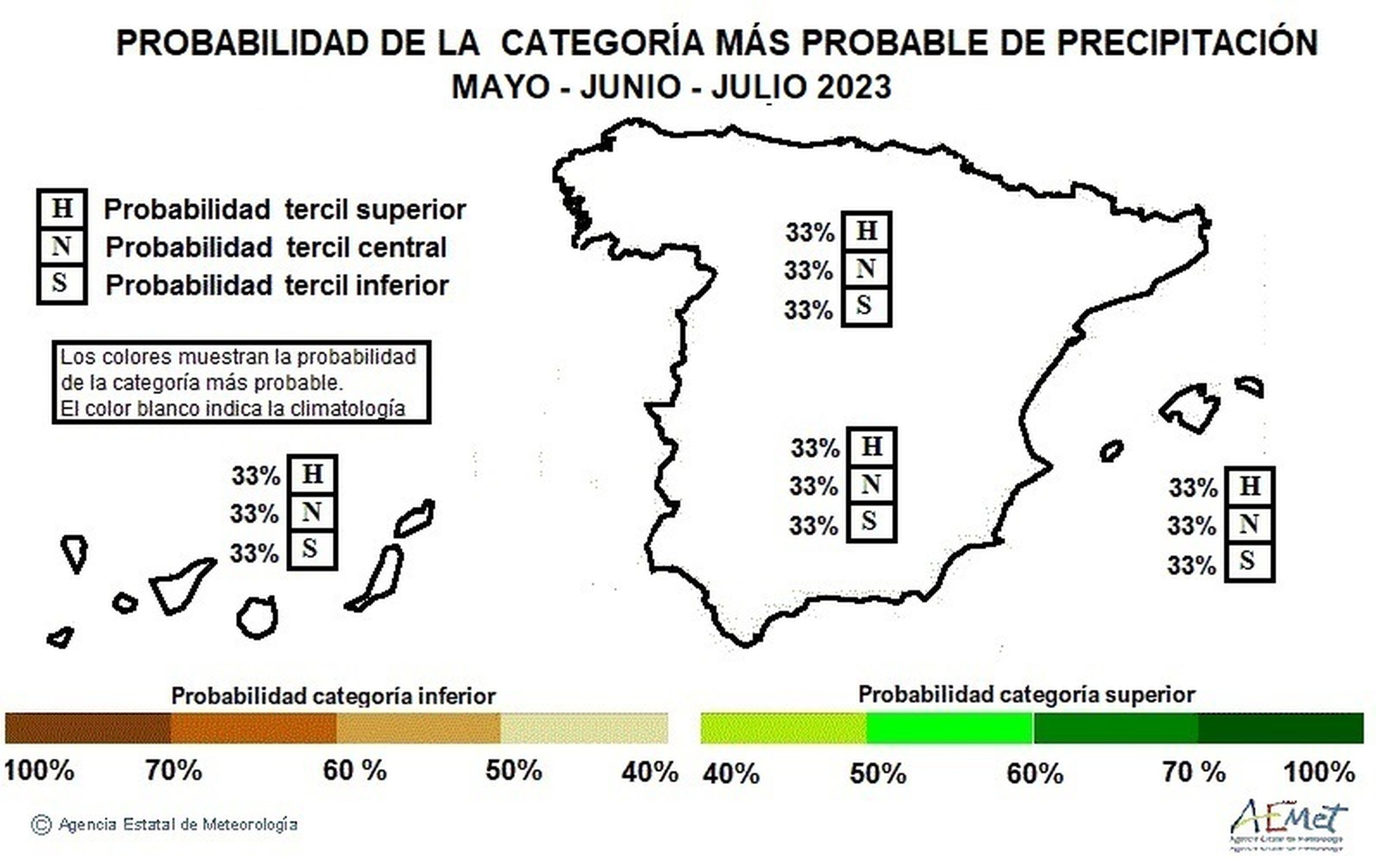 Probabilidad de la categoría más probable de precipitación.