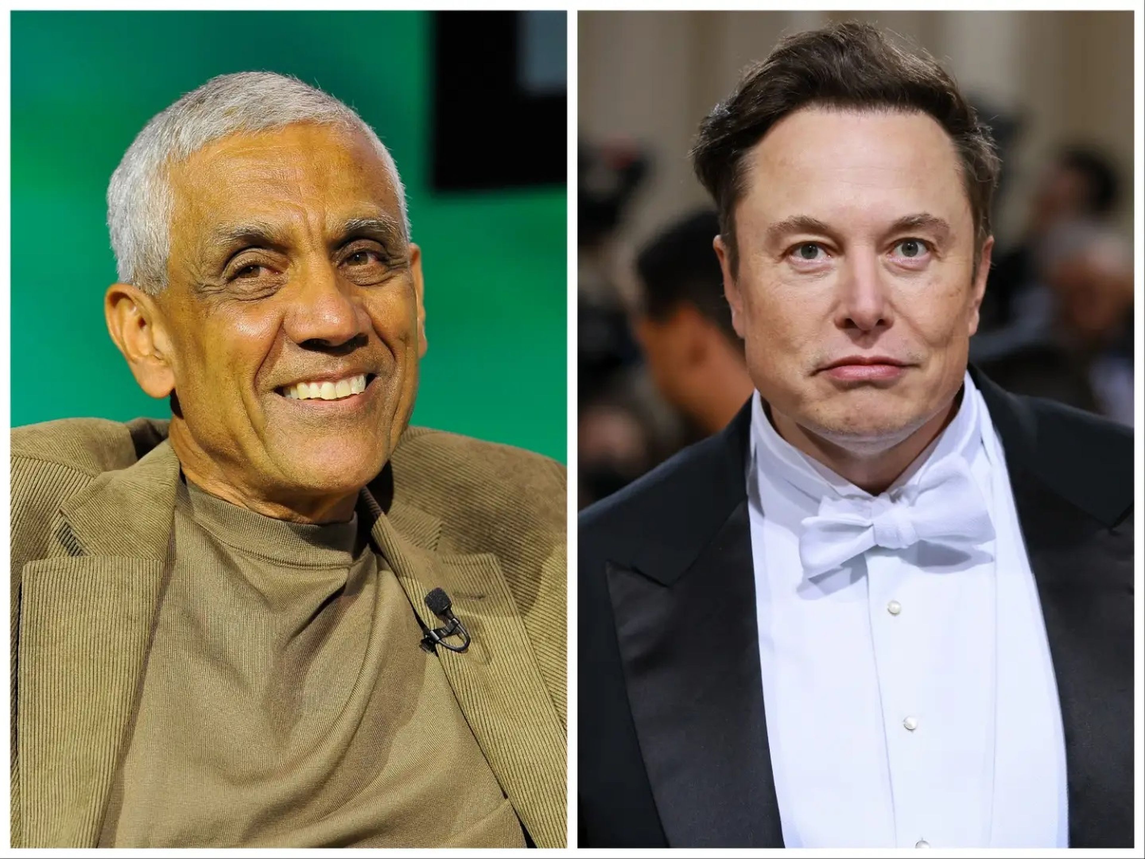Vinod Khosla (izquierda), empresario tecnológico de capital riesgo y Elon Musk, CEO de Twitter, Tesla y SpaceX.