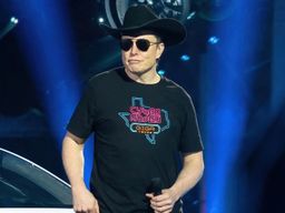 Elon Musk, consejero delegado de Tesla, habla en la fiesta de inauguración de la fábrica Tesla Giga Texas Cyber Rodeo.