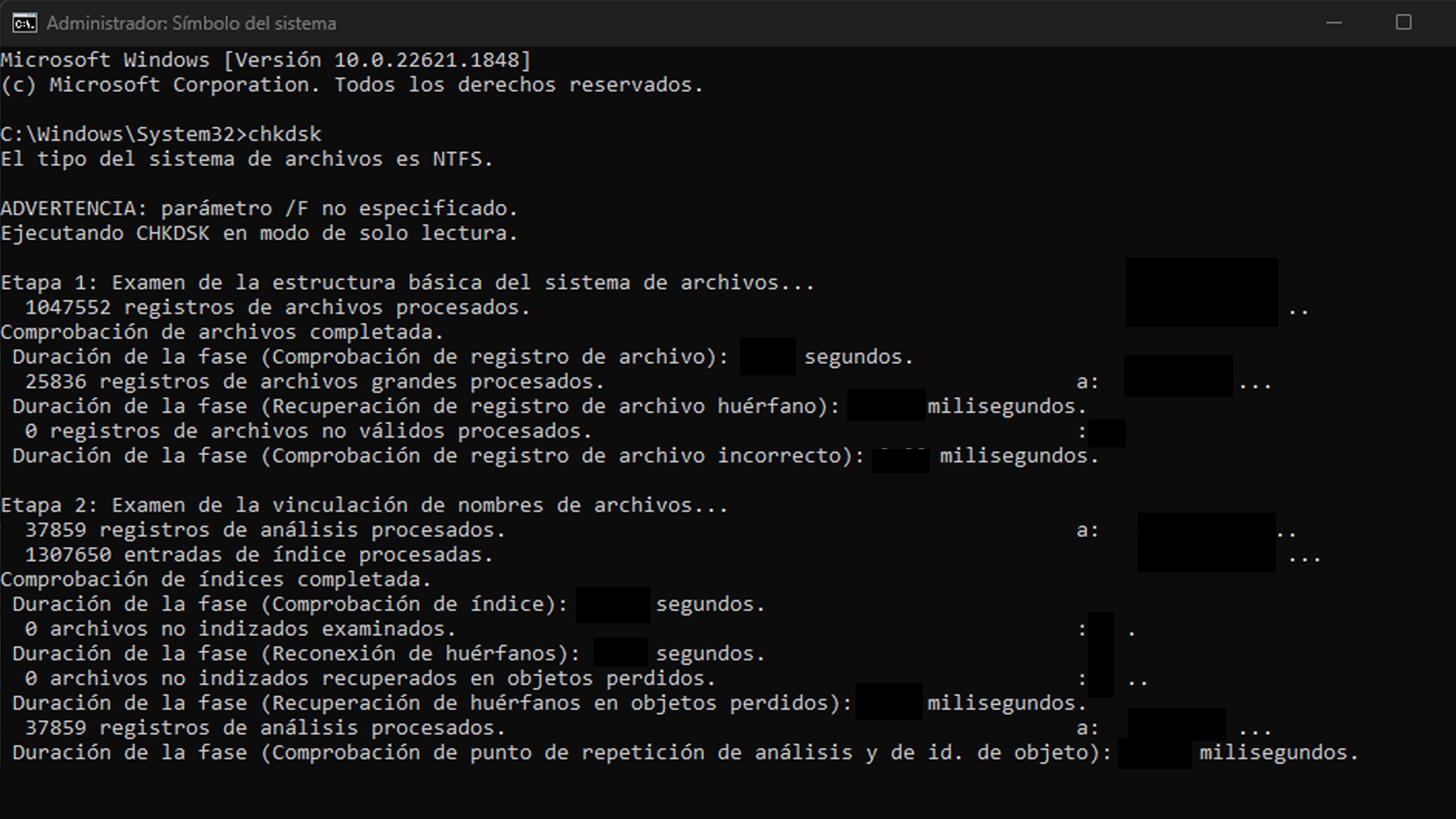 Comprobación CMD