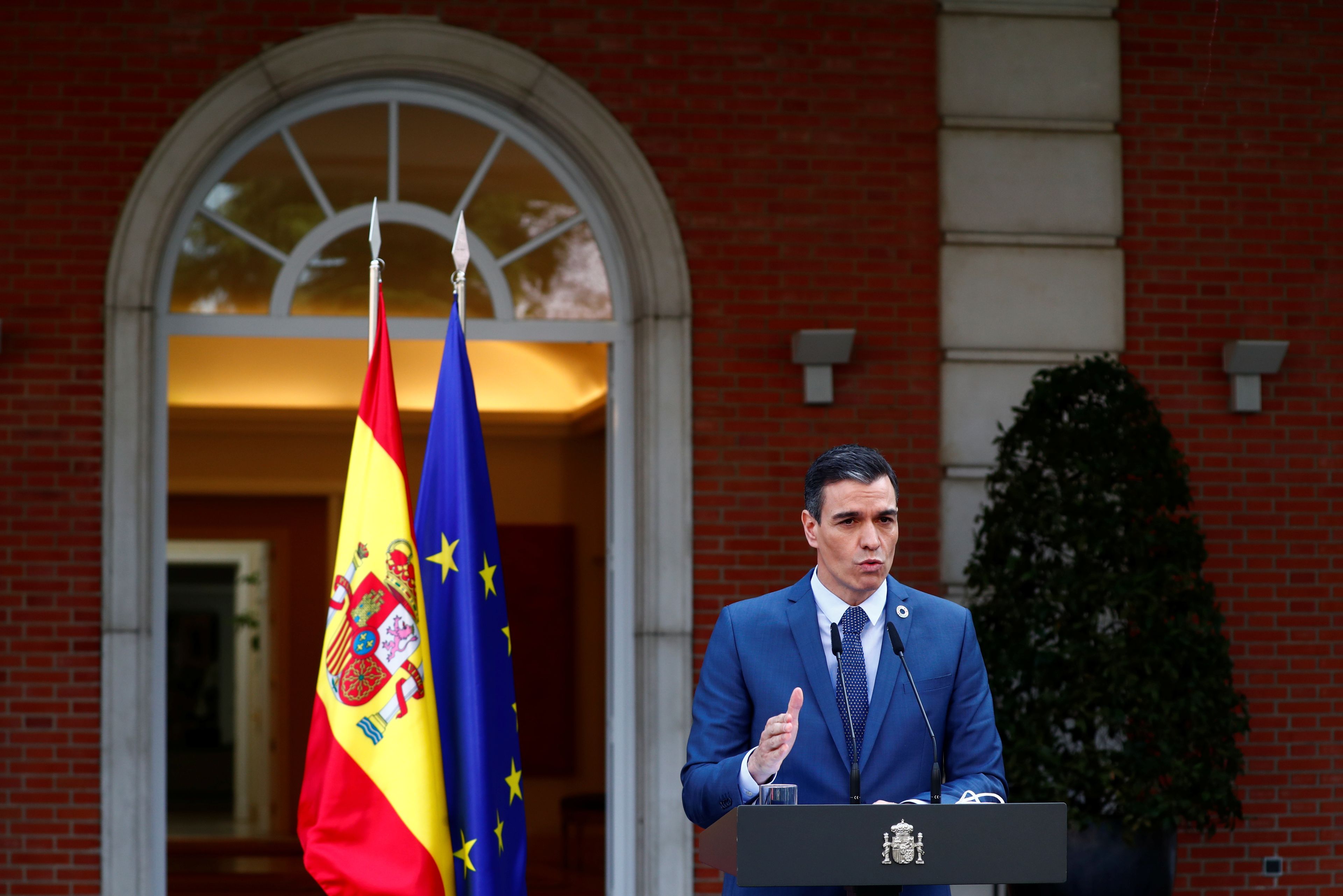 Pedro Sánchez, en una rueda de prensa tras una cumbre de la UE