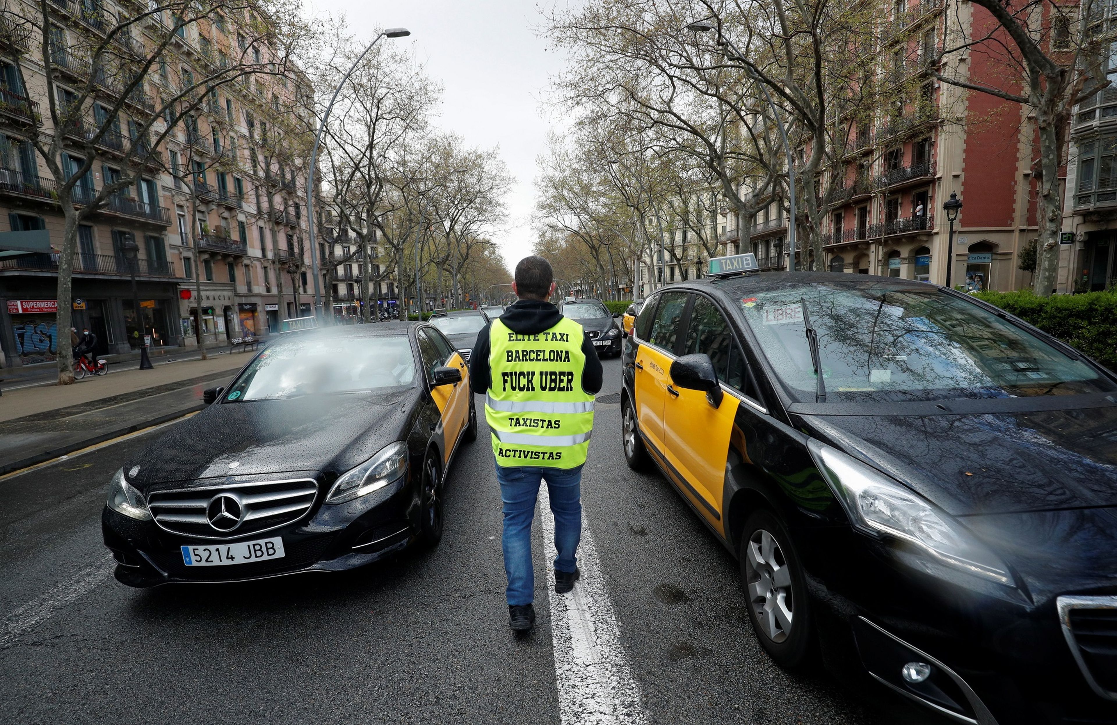Protesta taxi contra Uber.