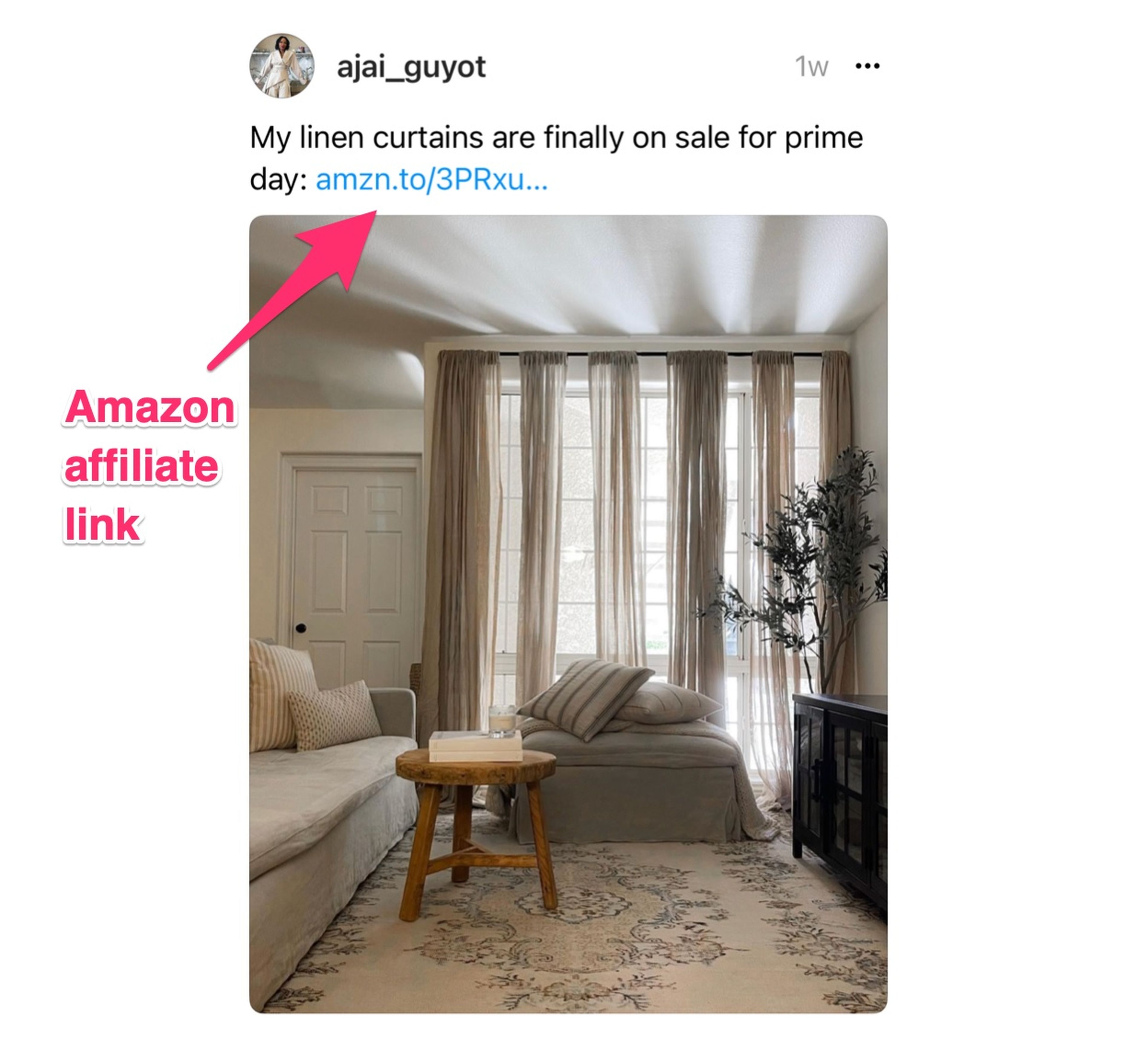Ajai Guyot publicó un enlace de Amazon a Threads durante el Amazon Prime Day.
