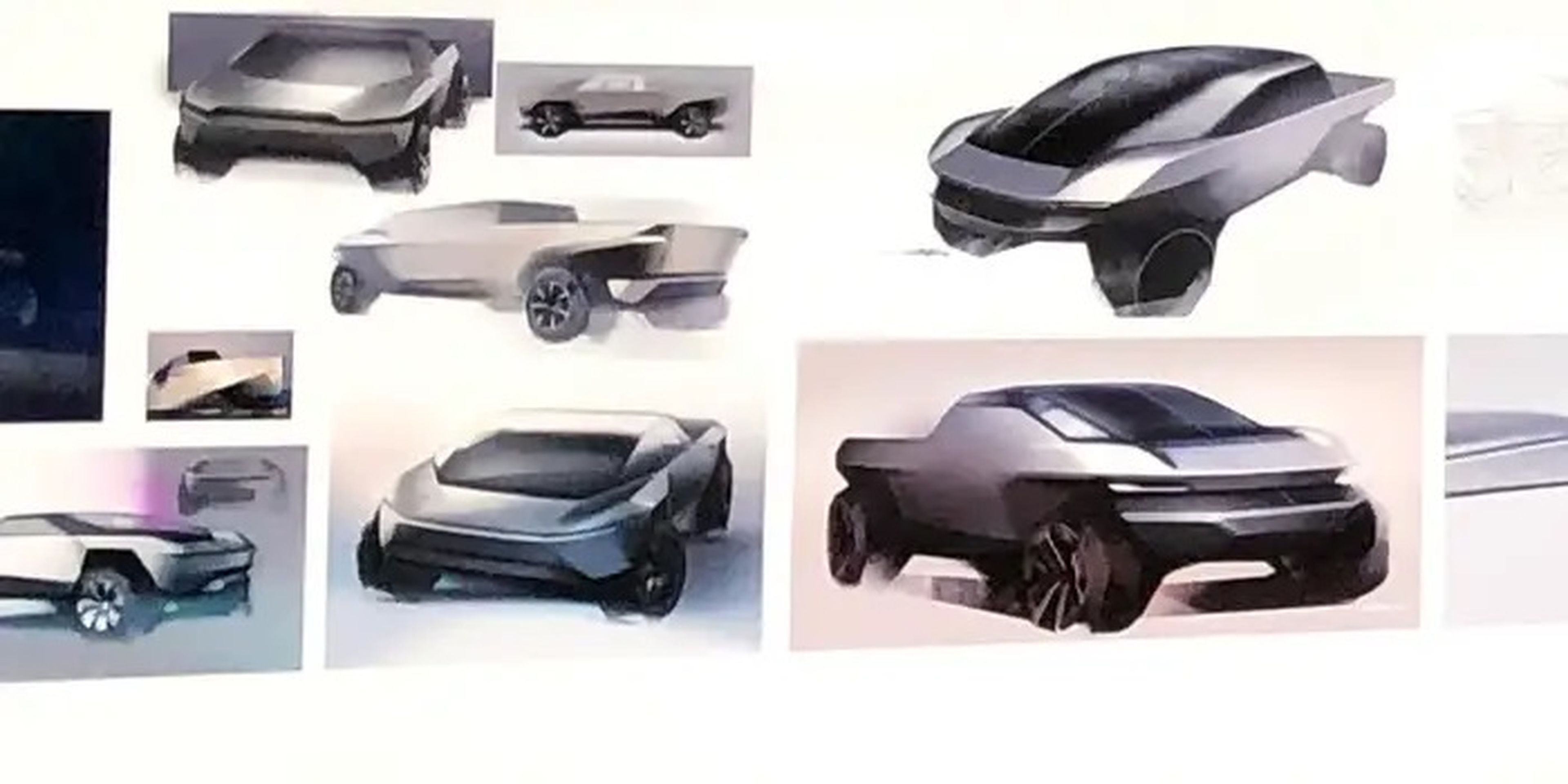 Otros bocetos de la imagen recuerdan más al prototipo actual de Tesla.