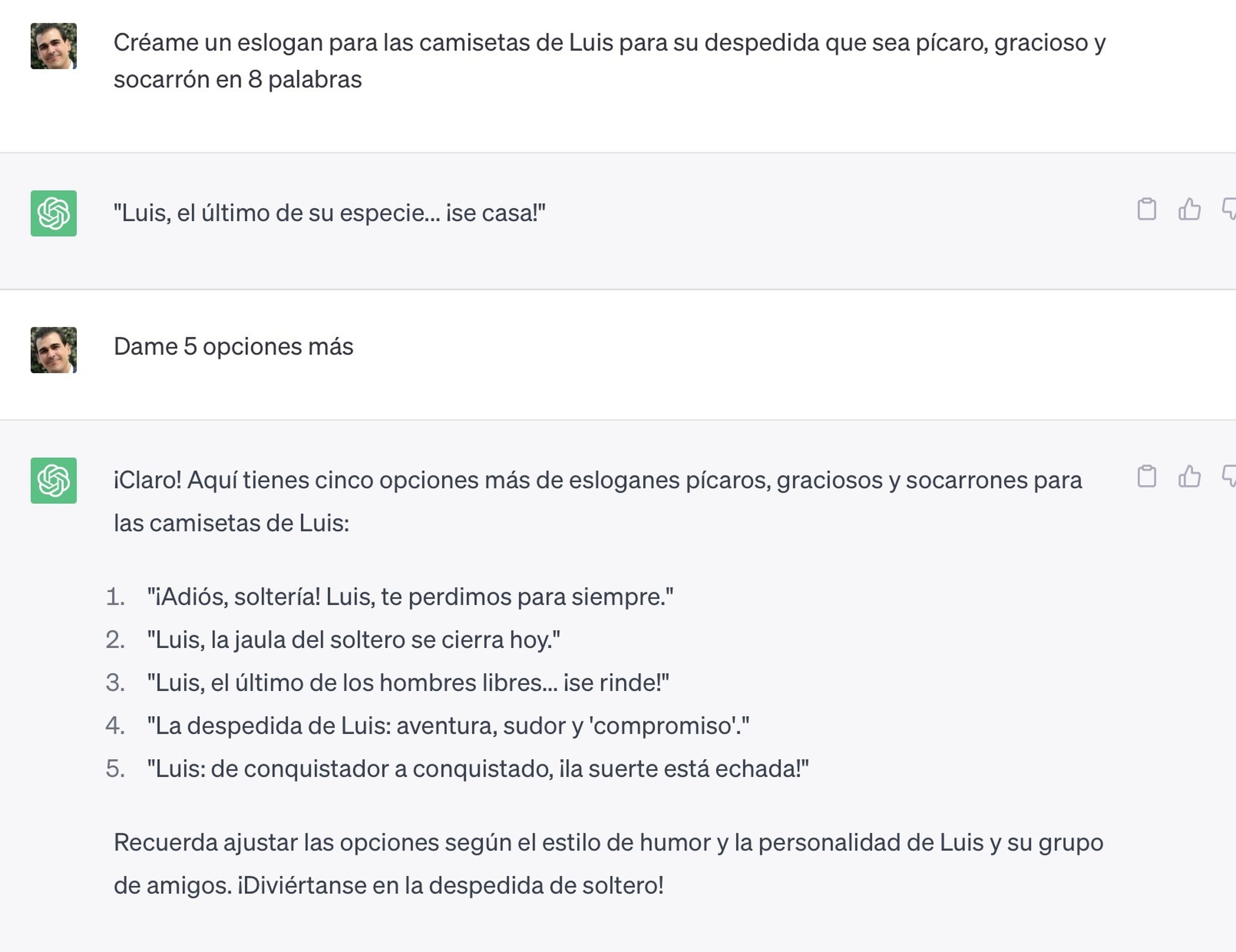 CHATGPT COMO AYUDANTE PARA UNA DESPEDIDA DE SOLTERO