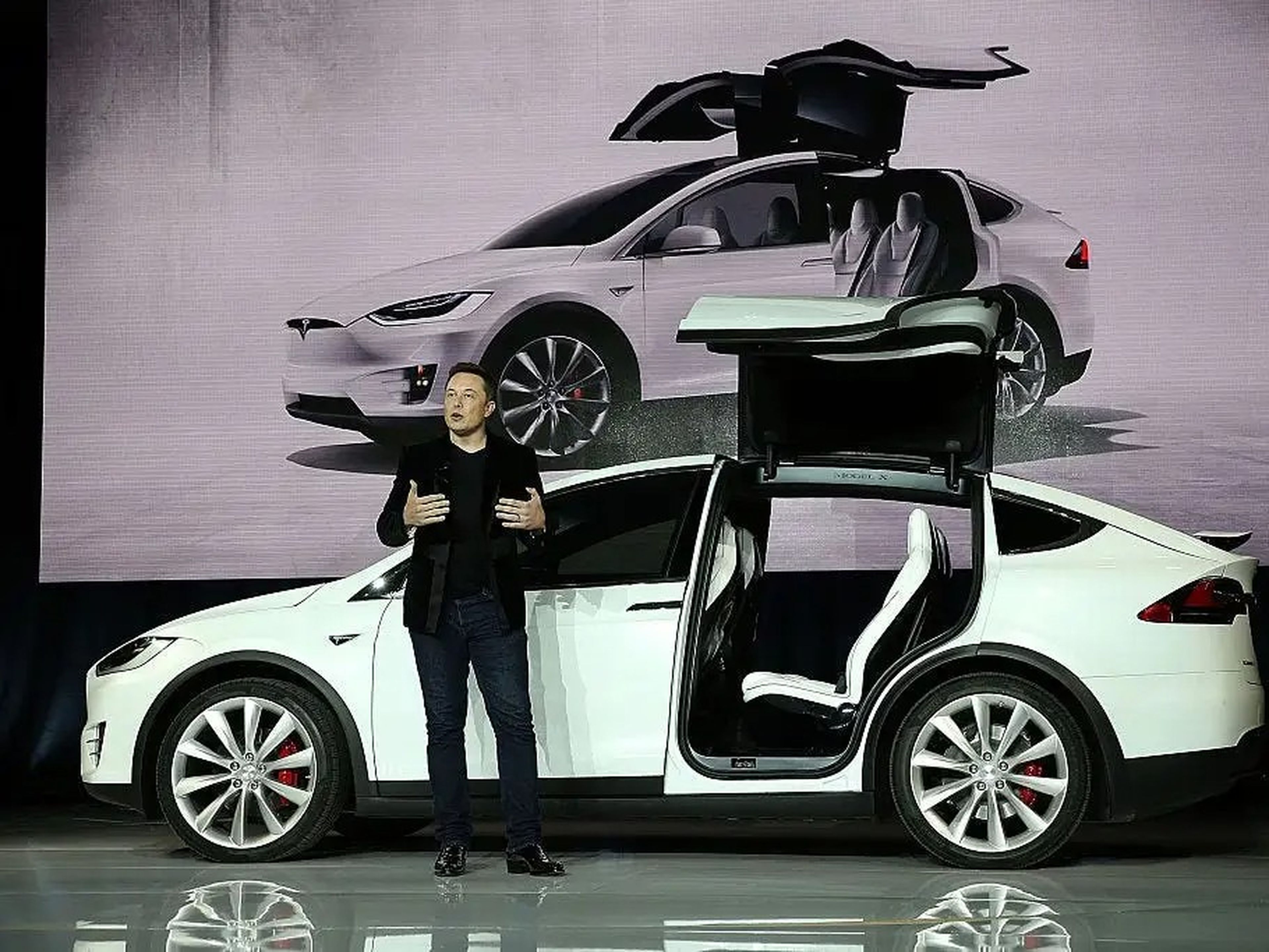 Elon Musk delante de un Tesla.