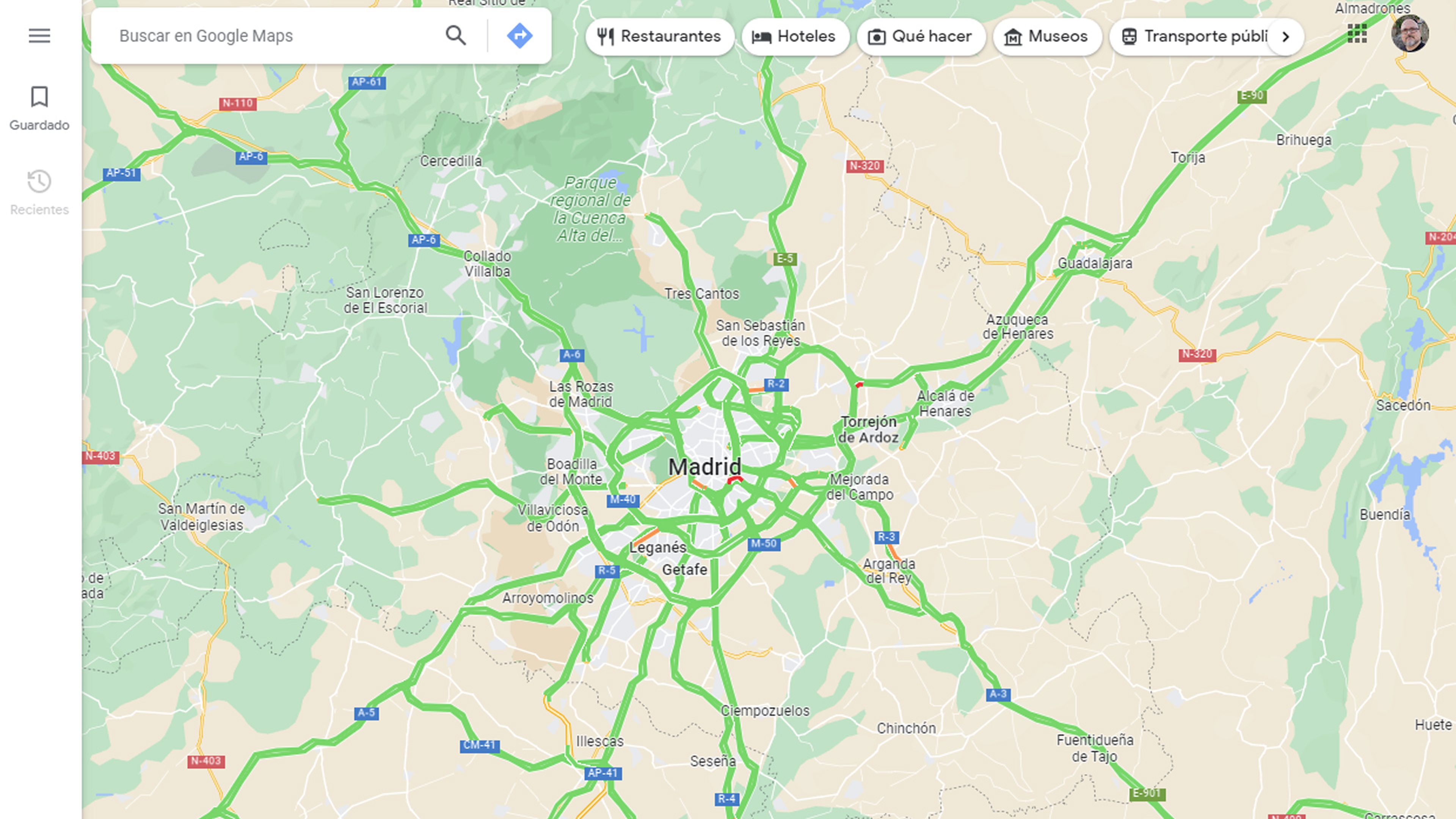Estado del tráfico en el ordenador con Google Maps