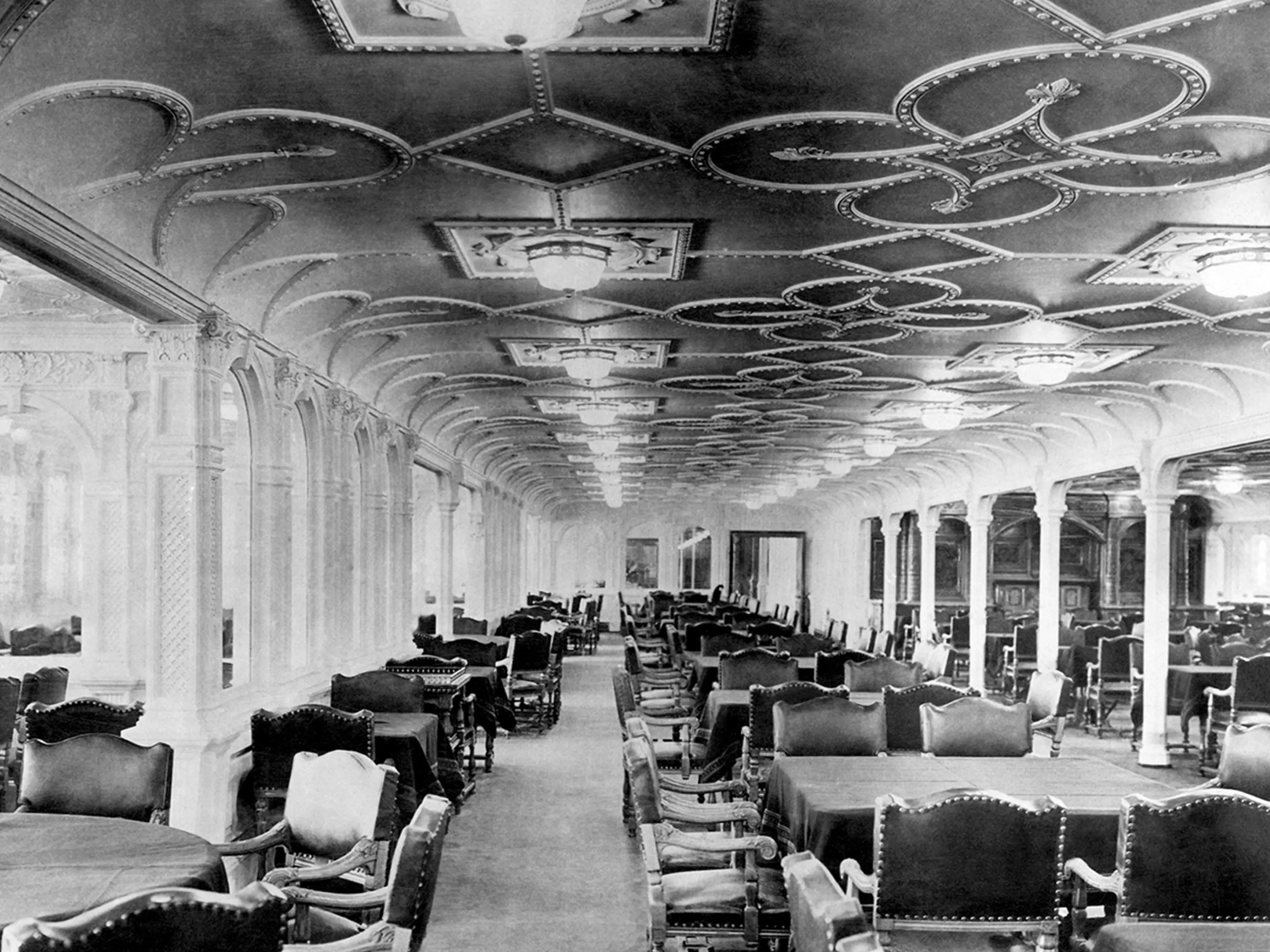 El comedor de primera clase a bordo del Titanic.