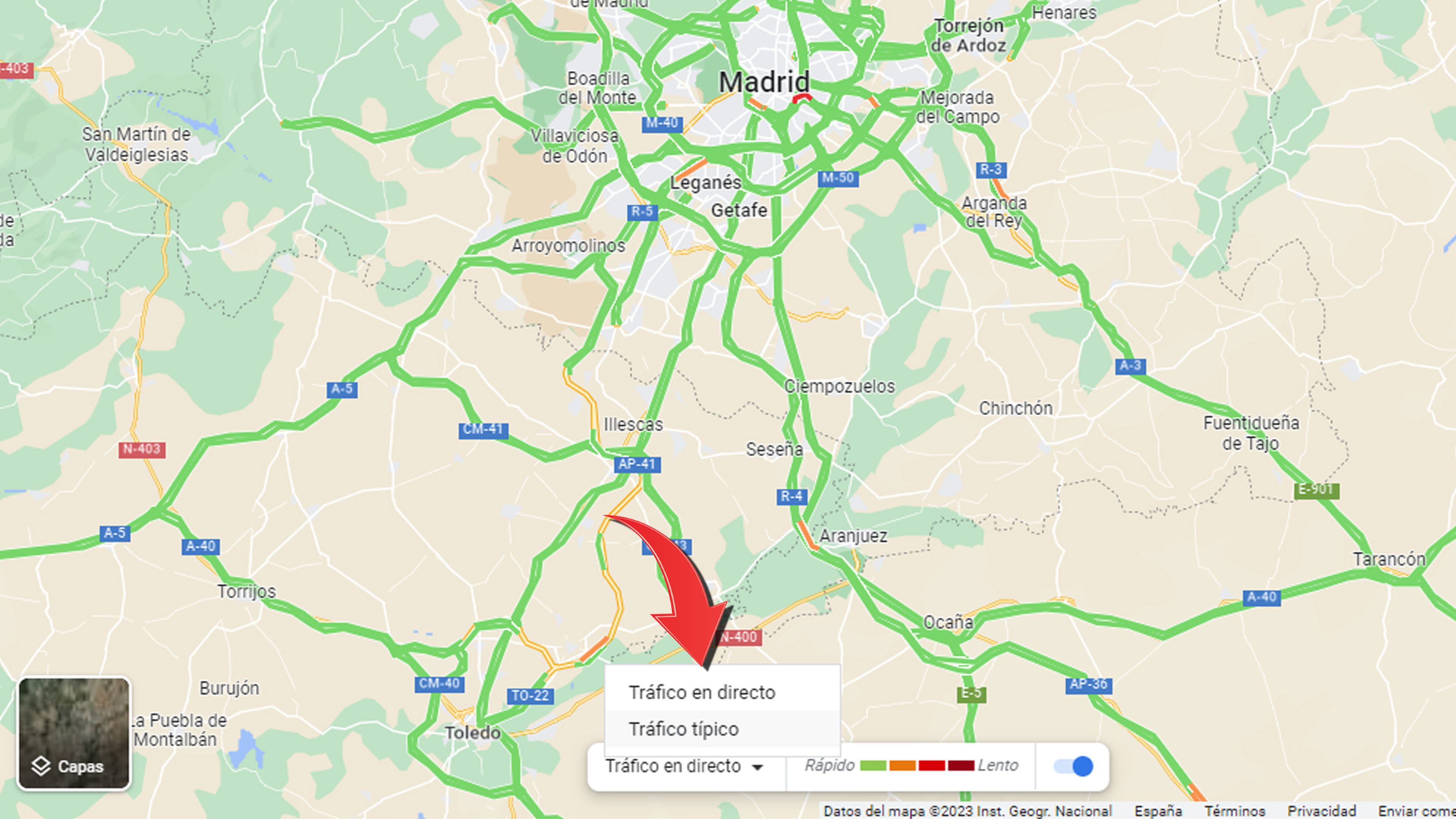 Traffic information on Google Maps for another day