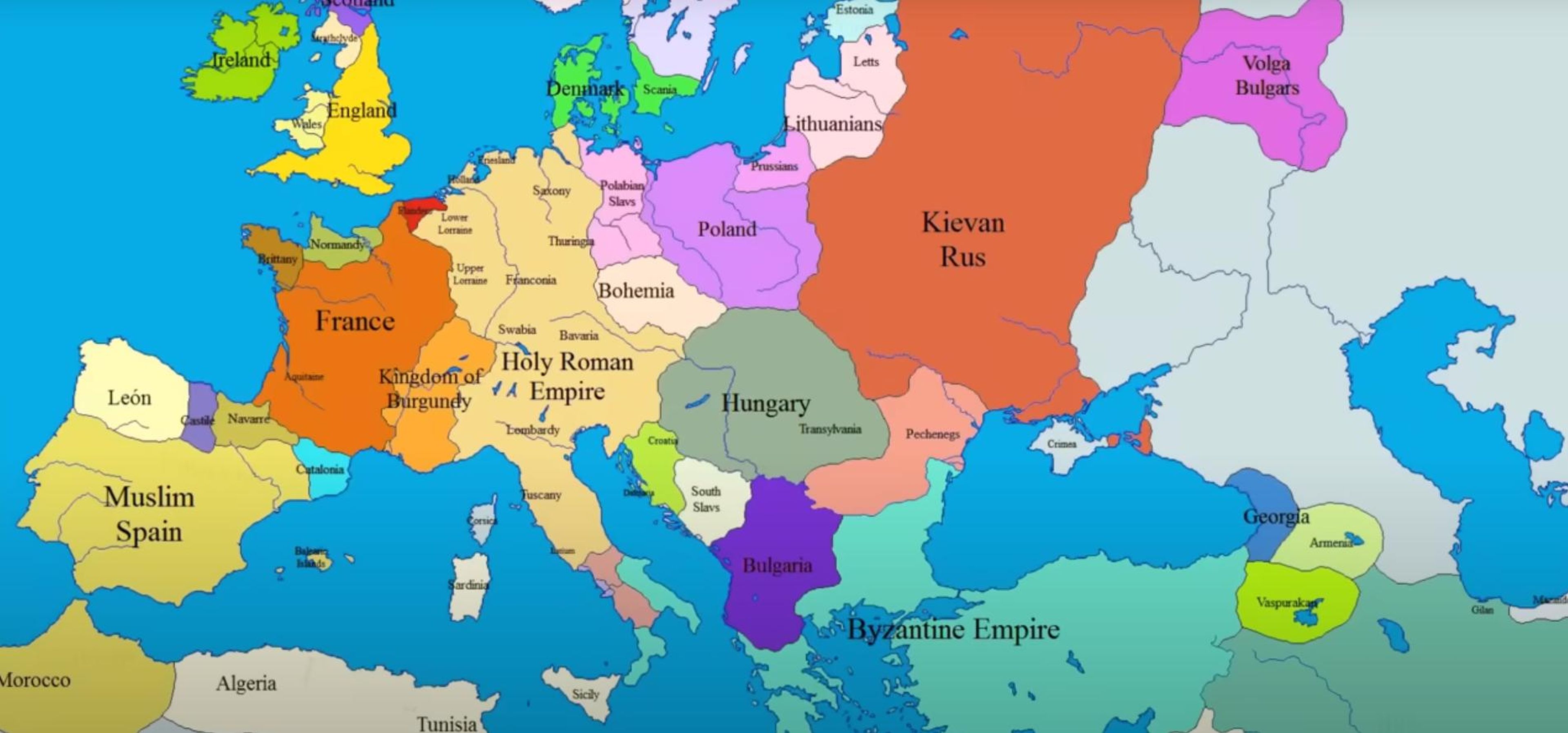 Un mapa de Europa de hace mil años.