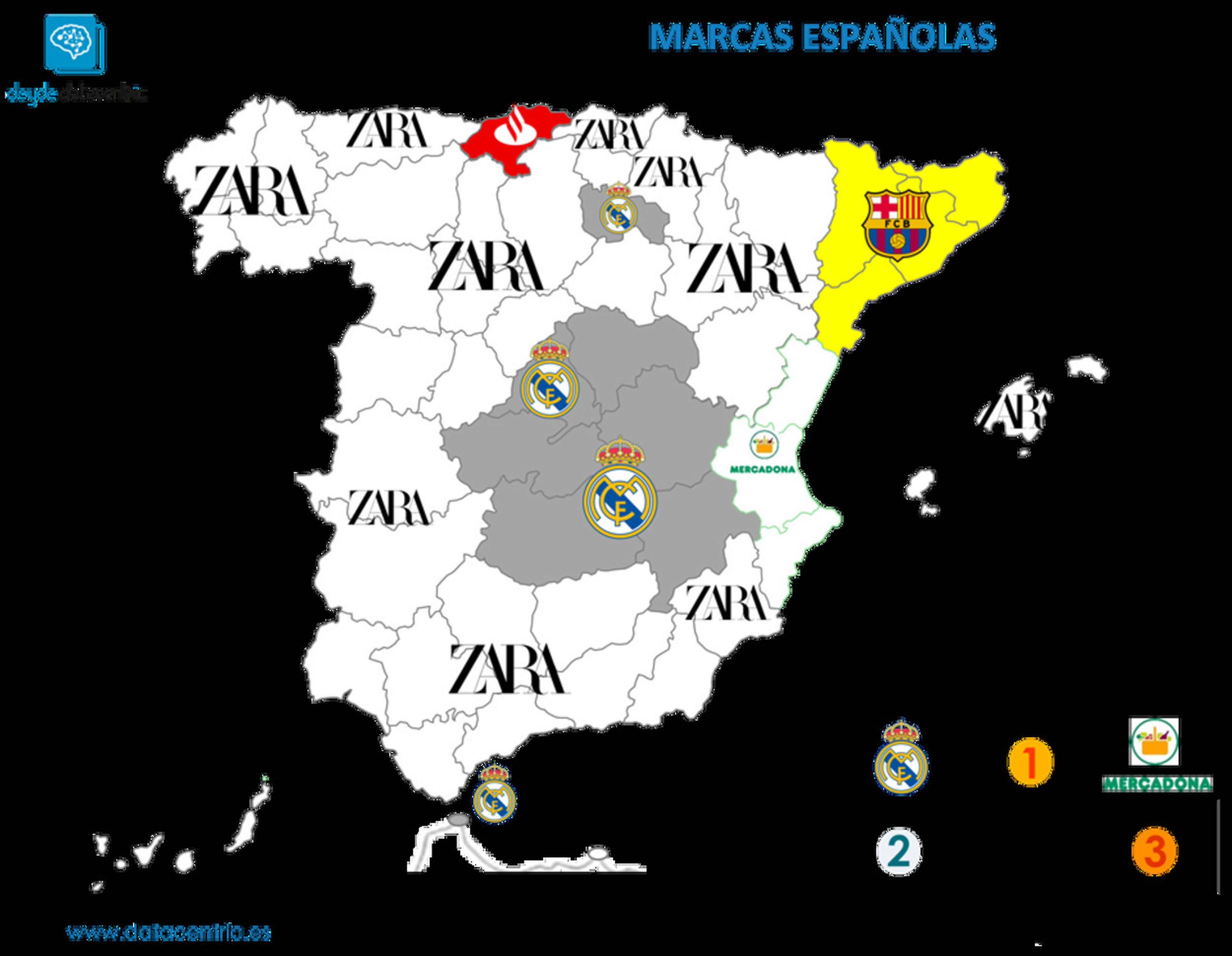 Mapa de las marcas españolas favoritas