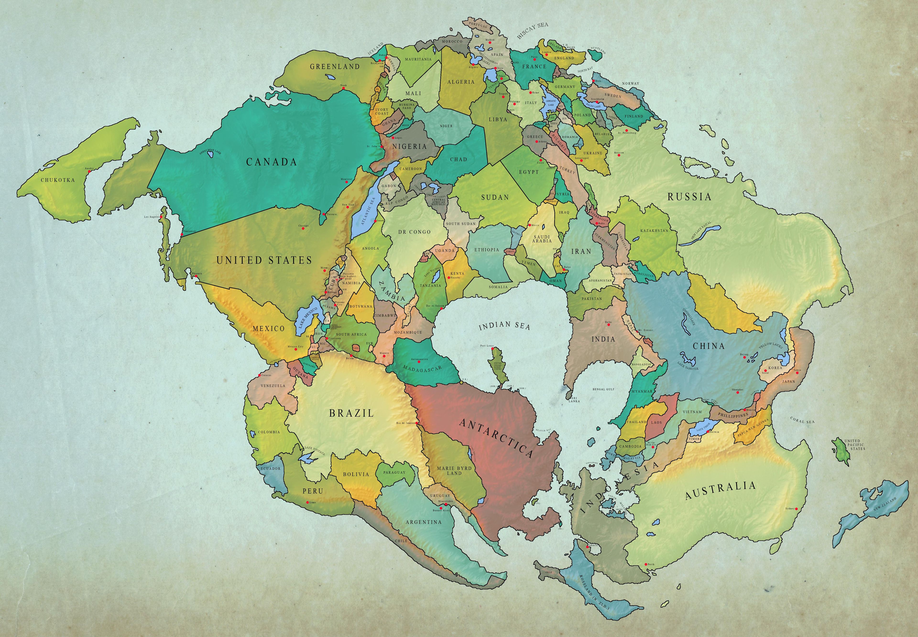 mapa del mundo dentro de 250 millones de años