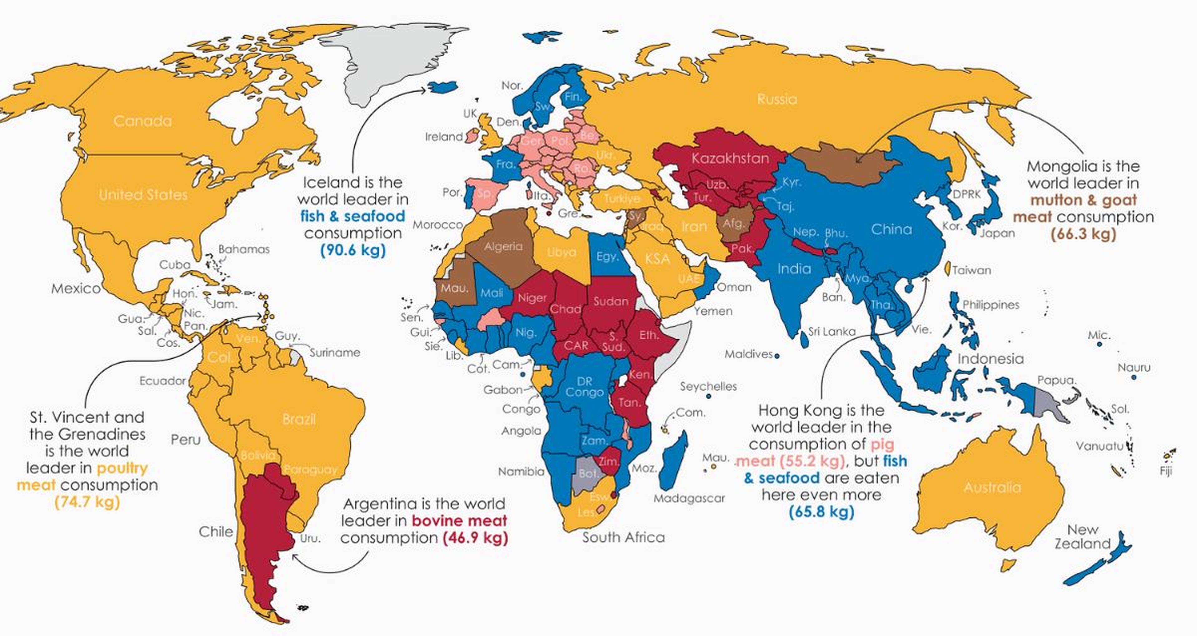 mapa países consumo carne
